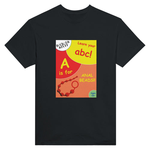 A is for Anal Beads ABC adult novelty tshirt sex blackl