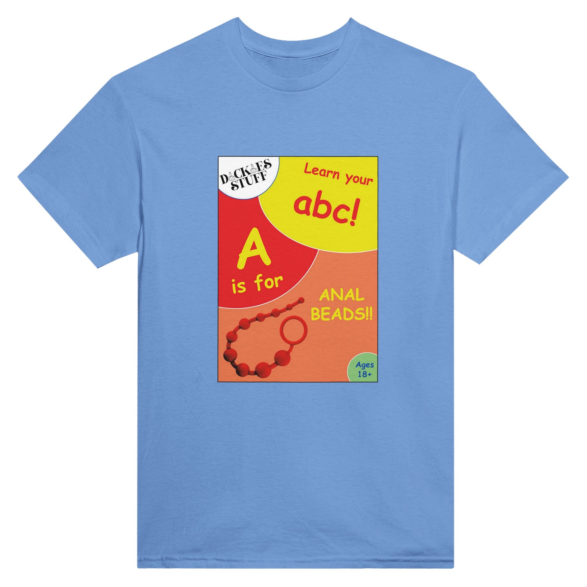 A is for Anal Beads ABC adult novelty tshirt sex light blue 2