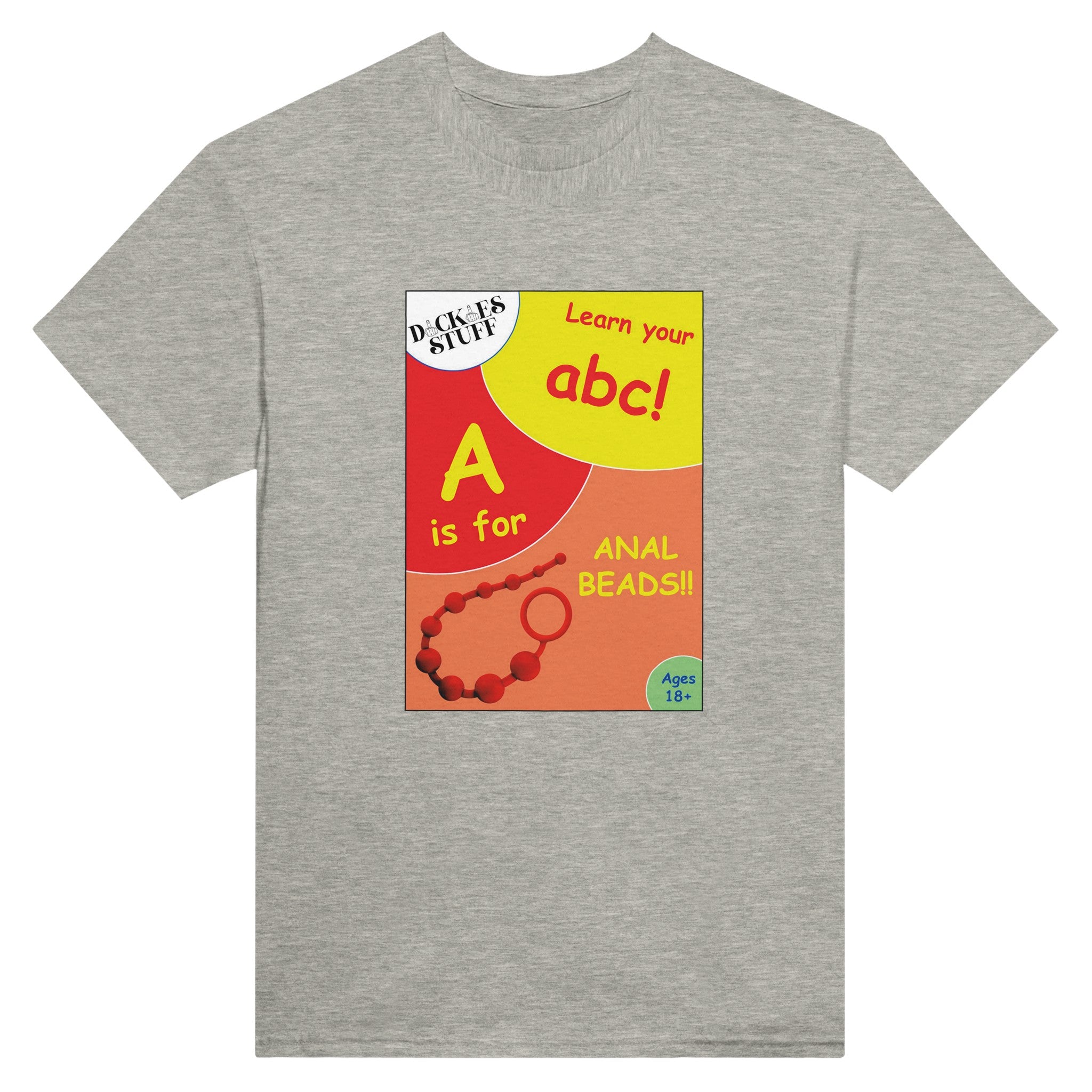 A is for Anal Beads ABC adult novelty tshirt sex light grey