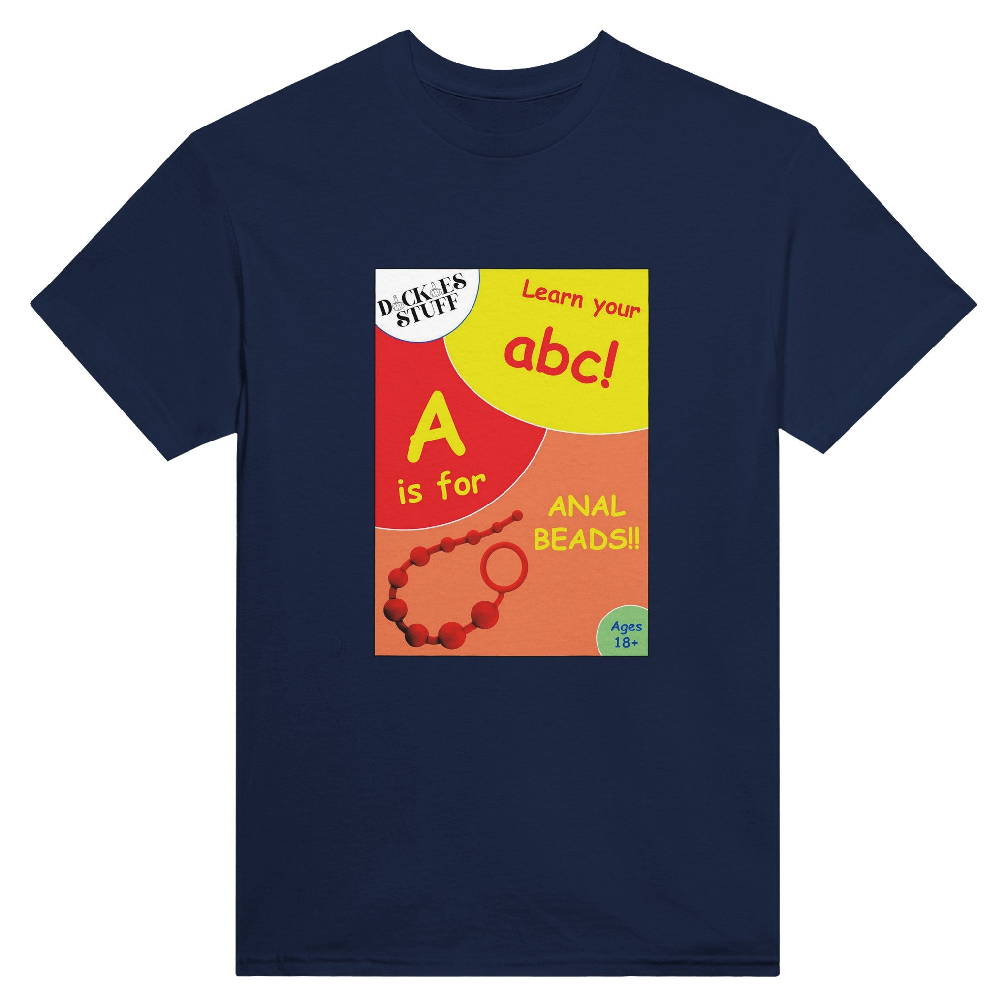 A is for Anal Beads ABC adult novelty tshirt sex navy blue
