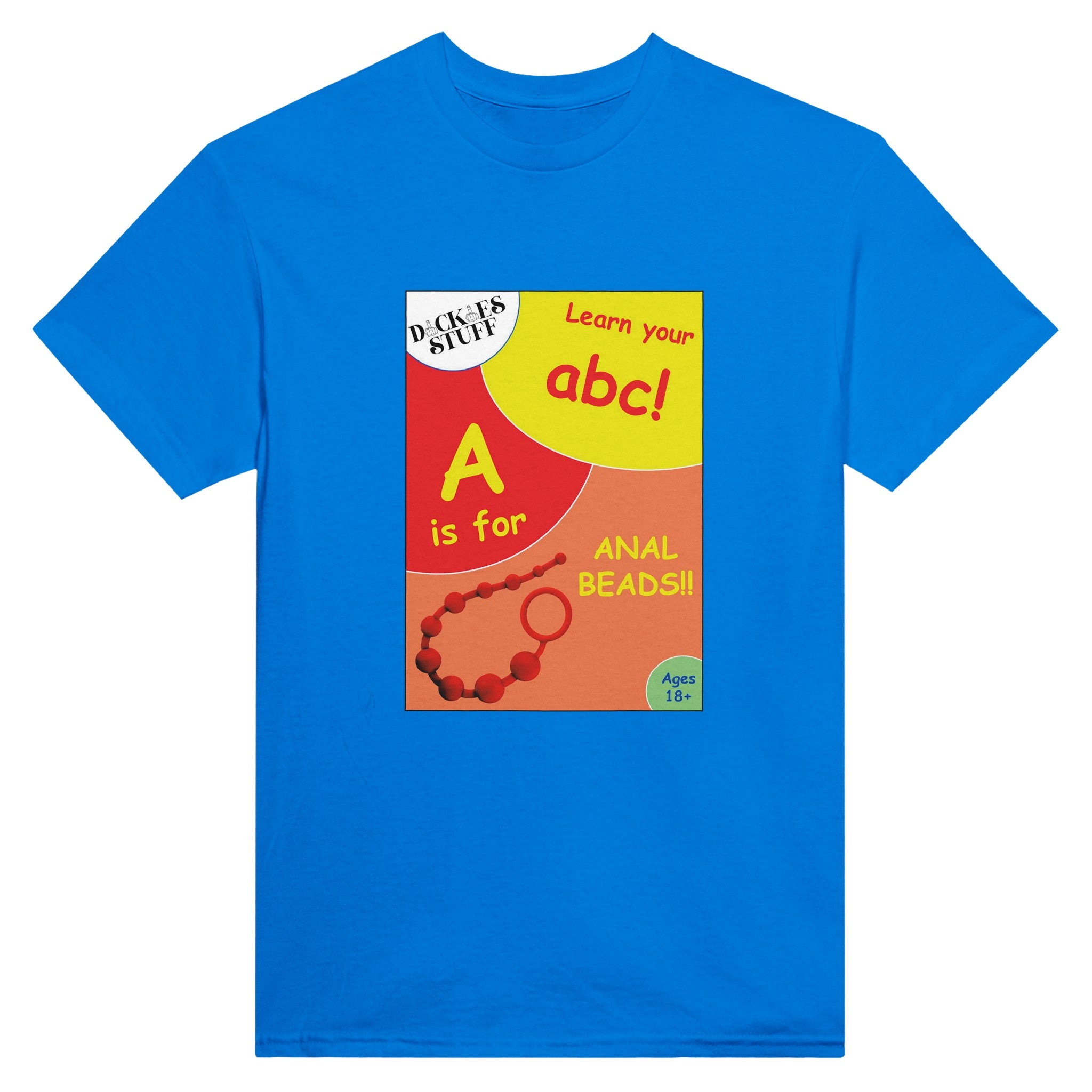 A is for Anal Beads ABC adult novelty tshirt sex royal blue