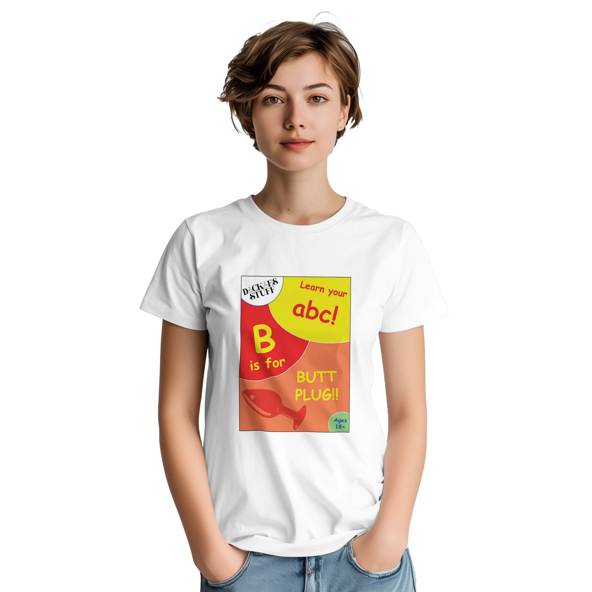 B is for Butt Plug adult novelty tshirt white 4