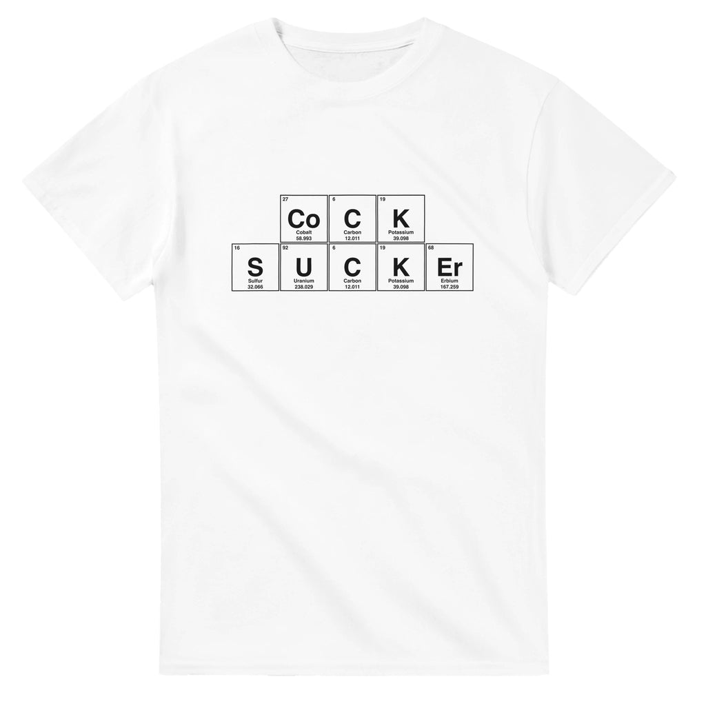 CoCK SUCKEr periodic table adult novelty tshirt sex white 9
