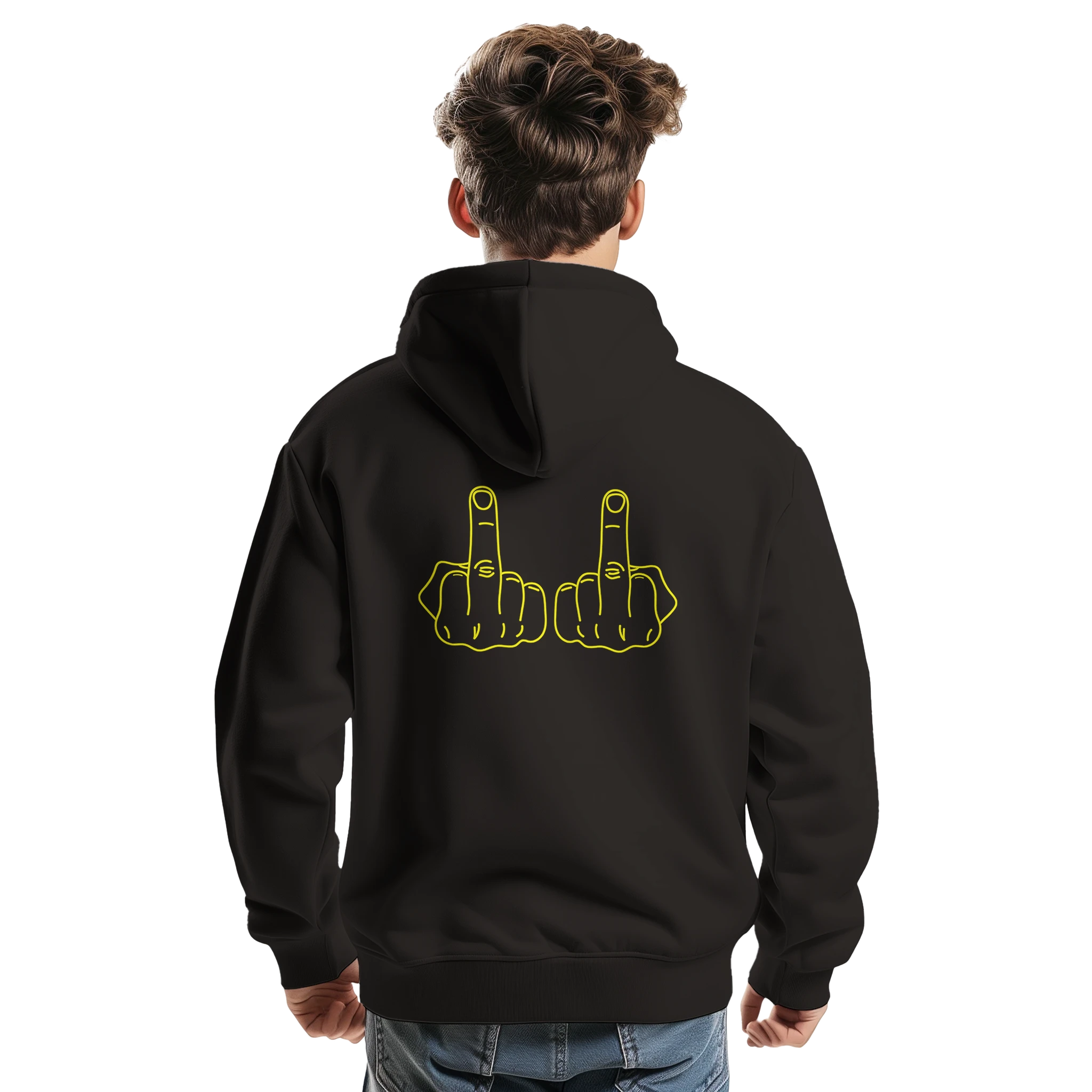 DICKIES HOODIE DOUBLE MIDDLE FINGER ADULT NOVELTY BLACK BACK