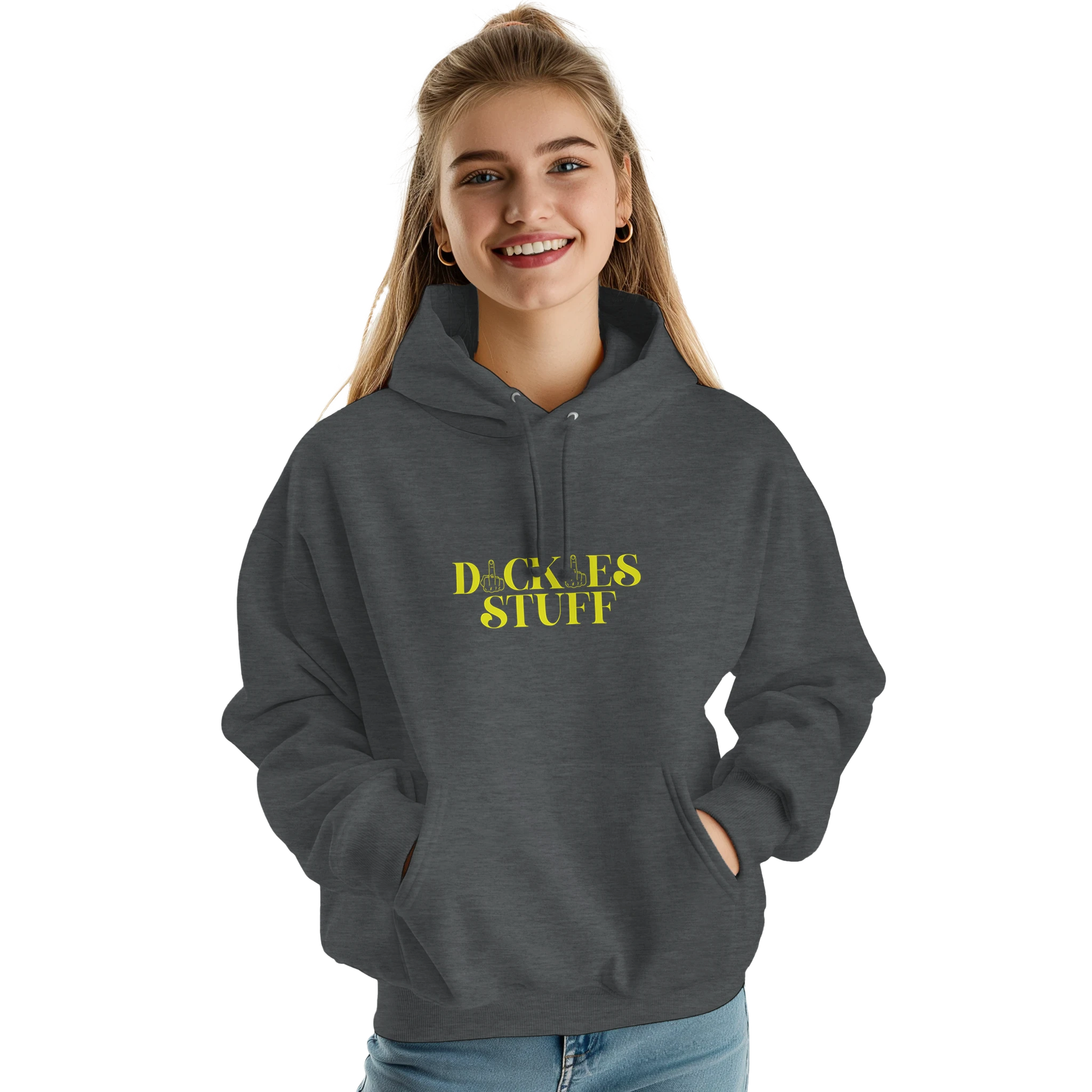 DICKIES HOODIE DOUBLE MIDDLE FINGER ADULT NOVELTY GREY