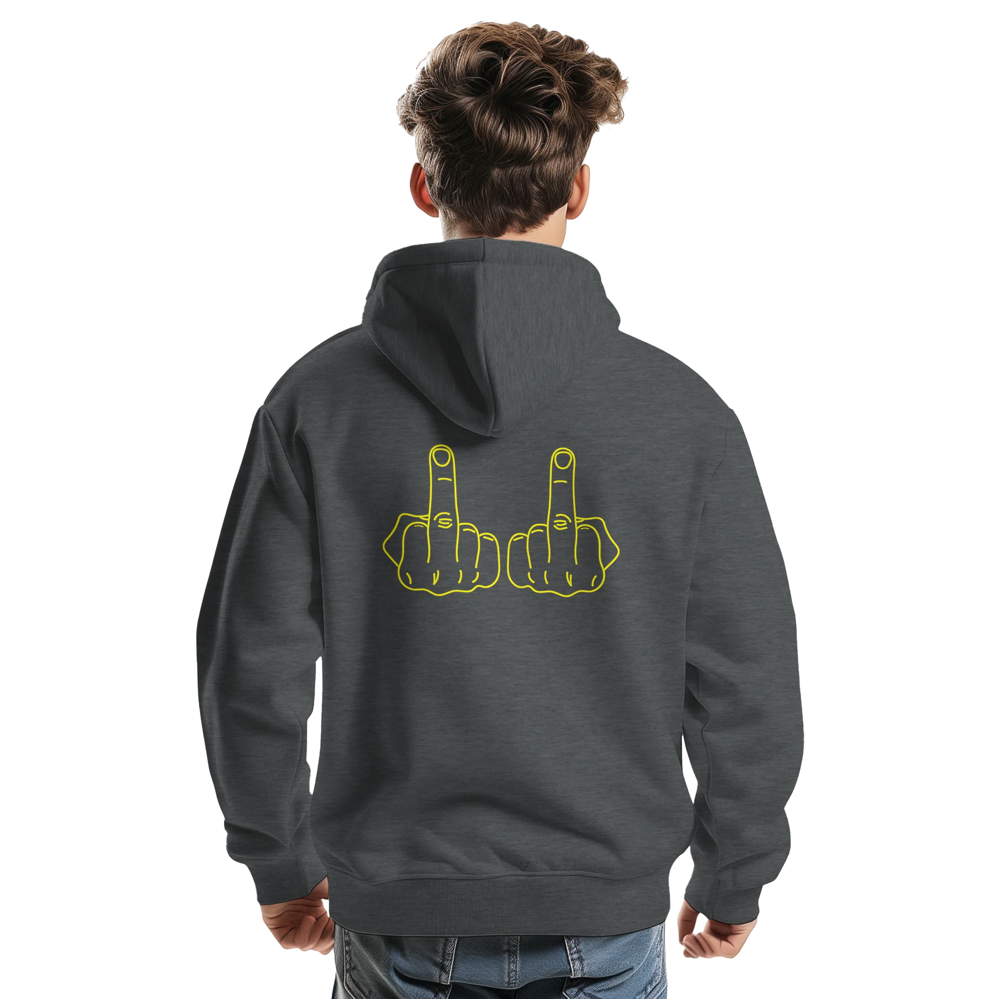 DICKIES HOODIE DOUBLE MIDDLE FINGER ADULT NOVELTY GREY BACK