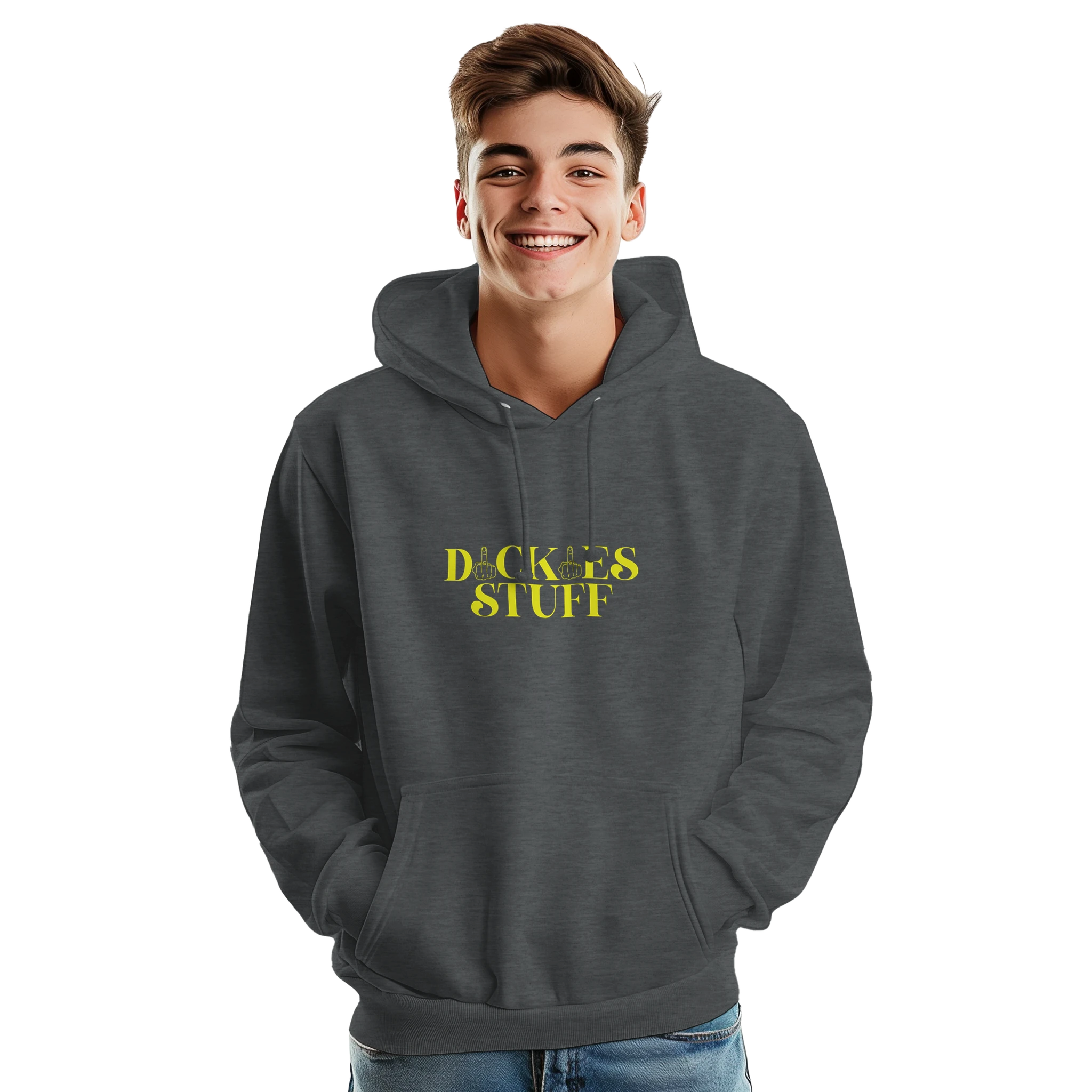 DICKIES HOODIE DOUBLE MIDDLE FINGER ADULT NOVELTY GREY MALE