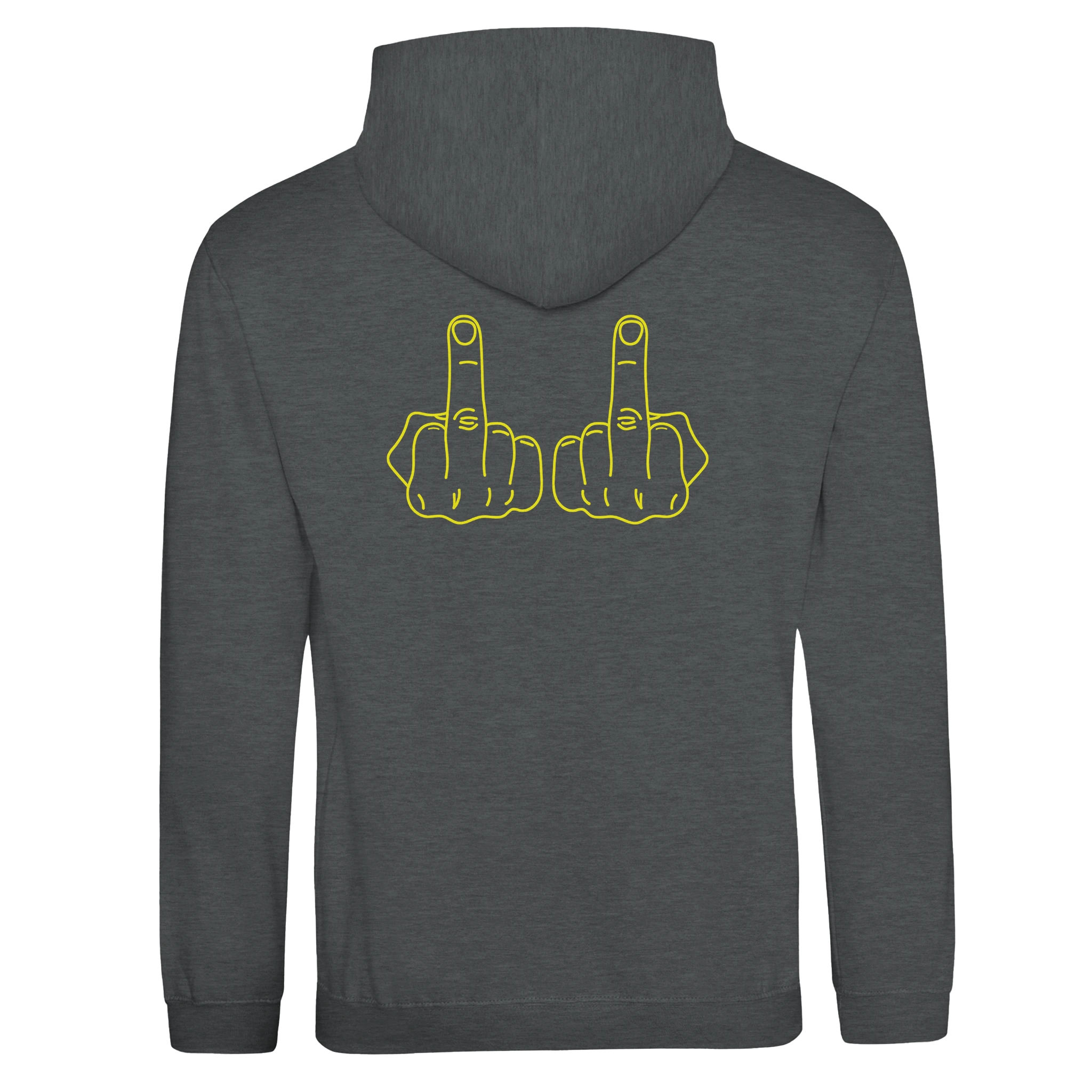 DICKIES HOODIE DOUBLE MIDDLE FINGER ADULT NOVELTY GREY MALE BACK DETAIL