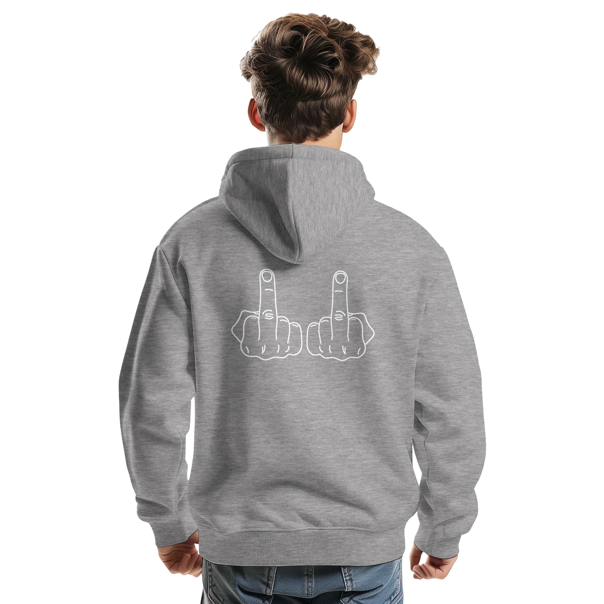 DICKIES HOODIE DOUBLE MIDDLE FINGER ADULT NOVELTY LIGHT GREY BACK