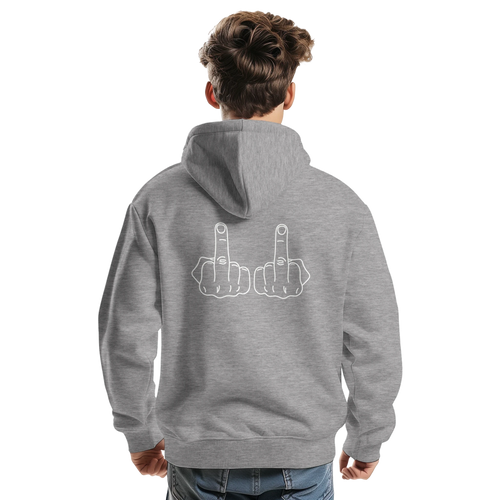 DICKIES HOODIE DOUBLE MIDDLE FINGER ADULT NOVELTY LIGHT GREY BACK