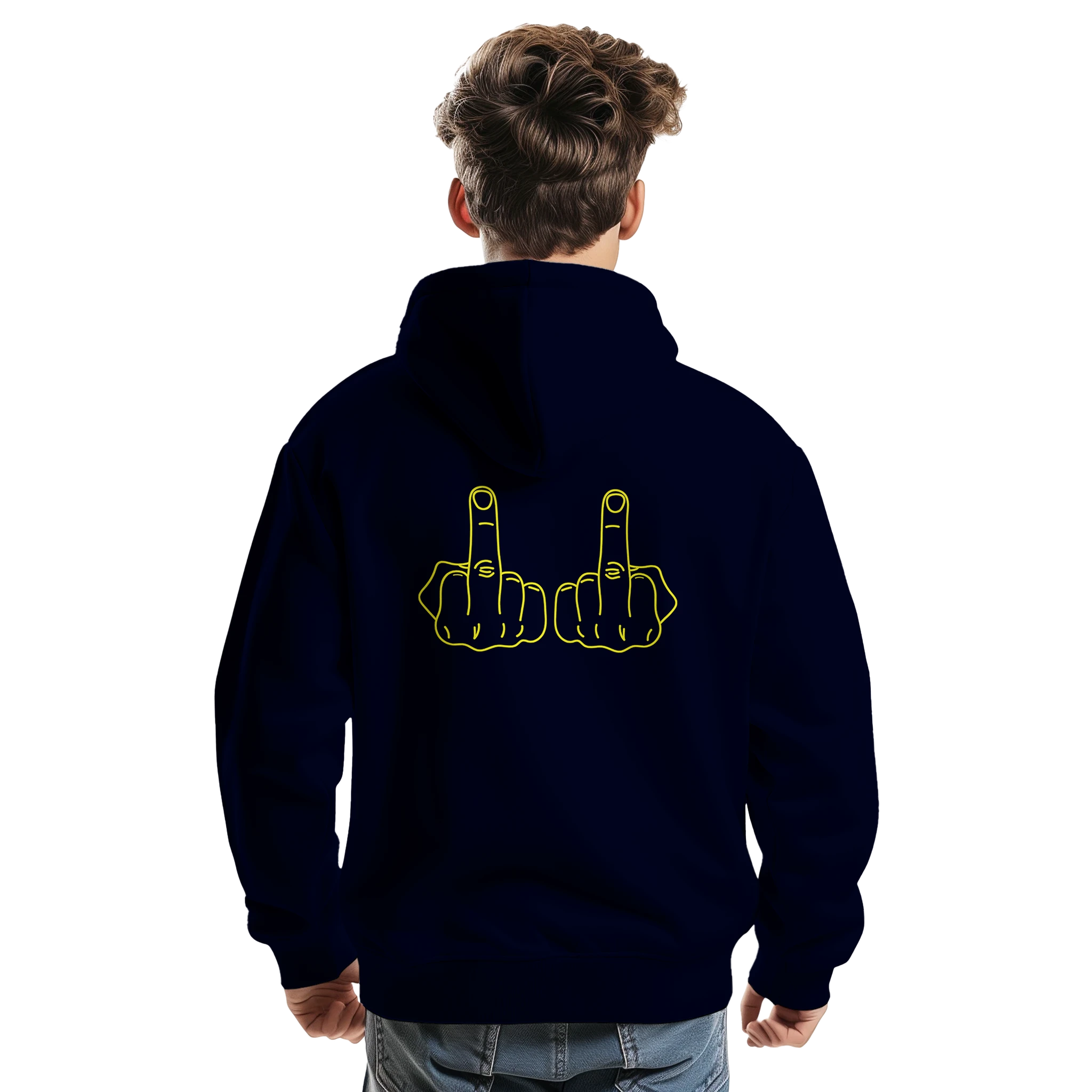 DICKIES HOODIE DOUBLE MIDDLE FINGER ADULT NOVELTY NAVY BACK