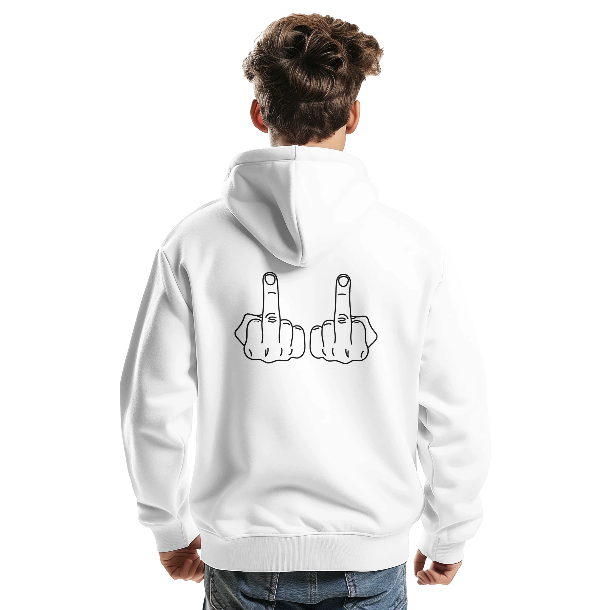 DICKIES HOODIE DOUBLE MIDDLE FINGER ADULT NOVELTY WHITE BACK