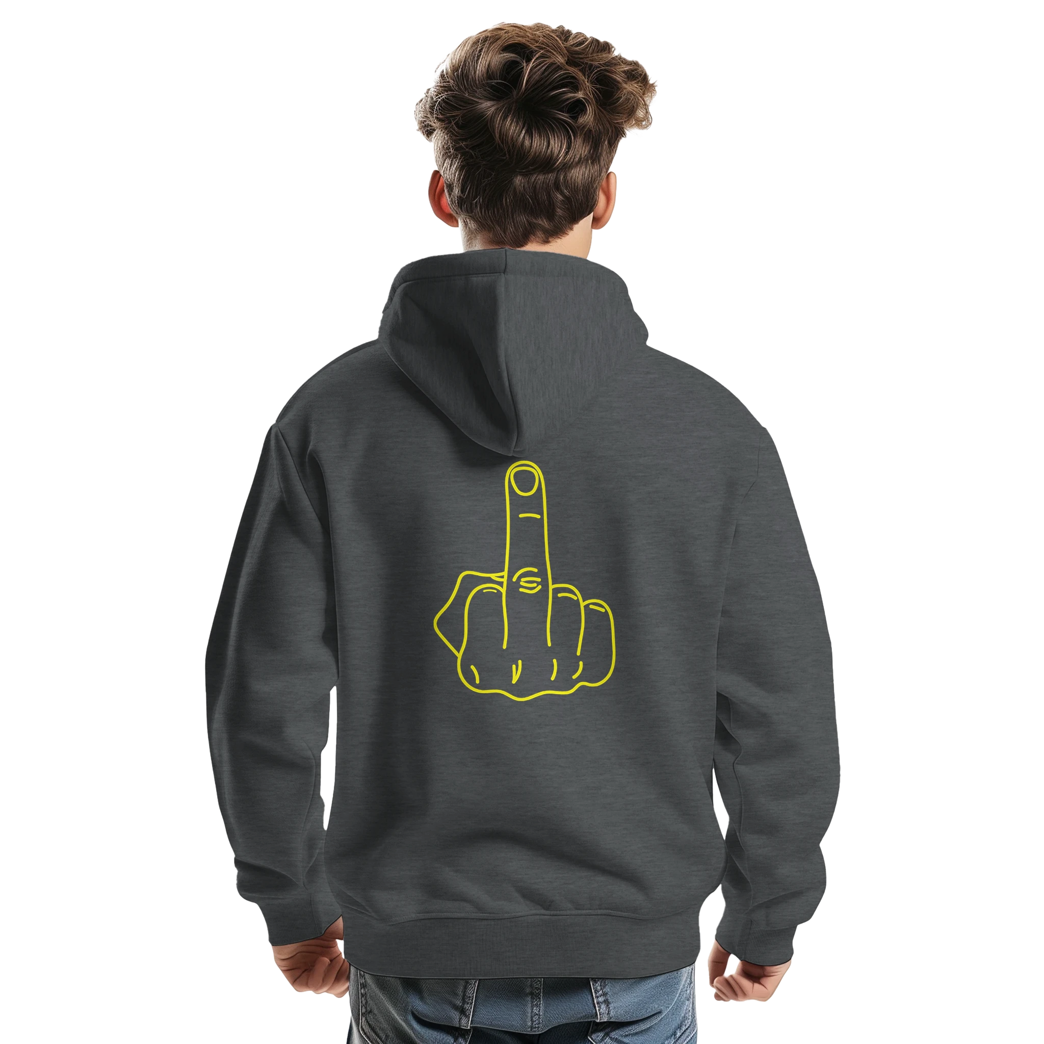 DICKIES HOODIE MIDDLE FINGER ADULT NOVELTY HOODIE GREY BACK
