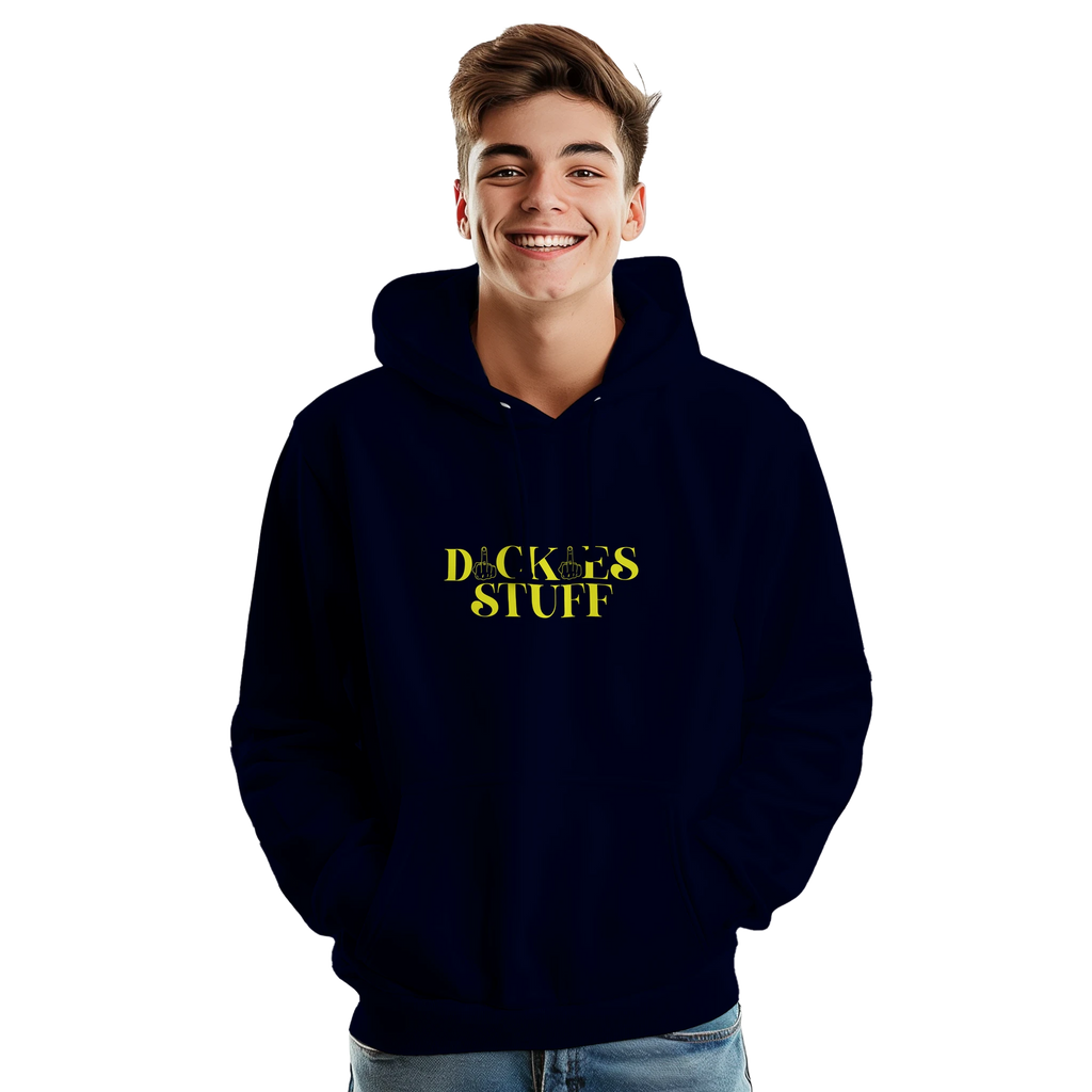 DICKIES HOODIE MIDDLE FINGER ADULT NOVELTY HOODIE NAVY FRONT MALE