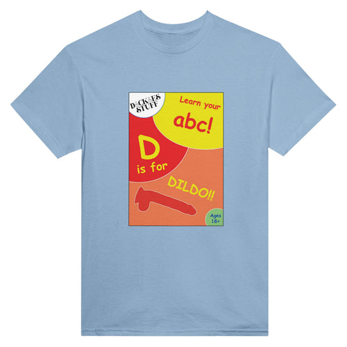 D is for Dildo adult novelty tshirt abc sex light blue