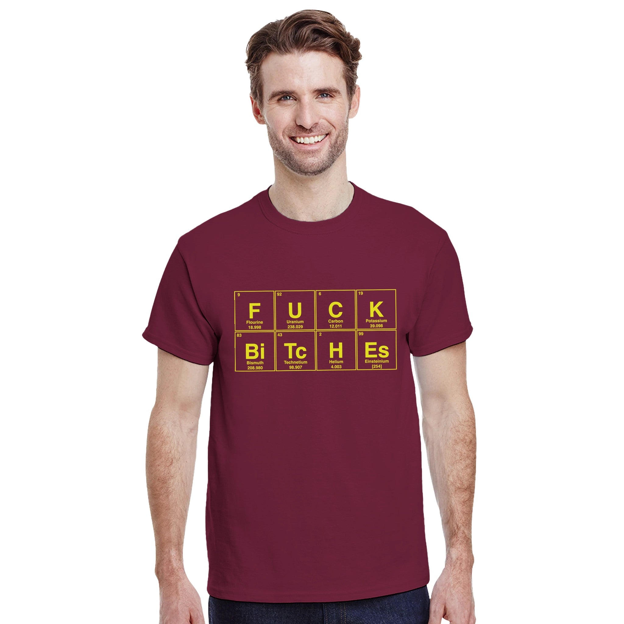 FUCK BiTcHEs periodic table adult novelty tshirt sex burgundy