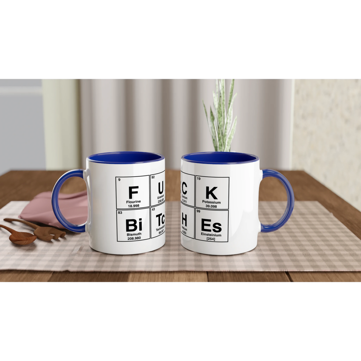 FUCK BiTcHEs periodic table aduly novelty tea coffee cup blue