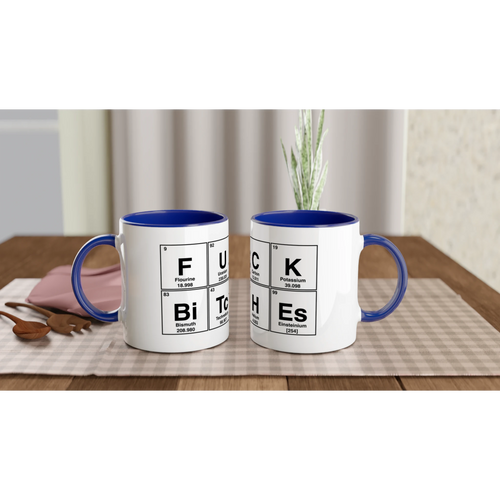 FUCK BiTcHEs periodic table aduly novelty tea coffee cup blue