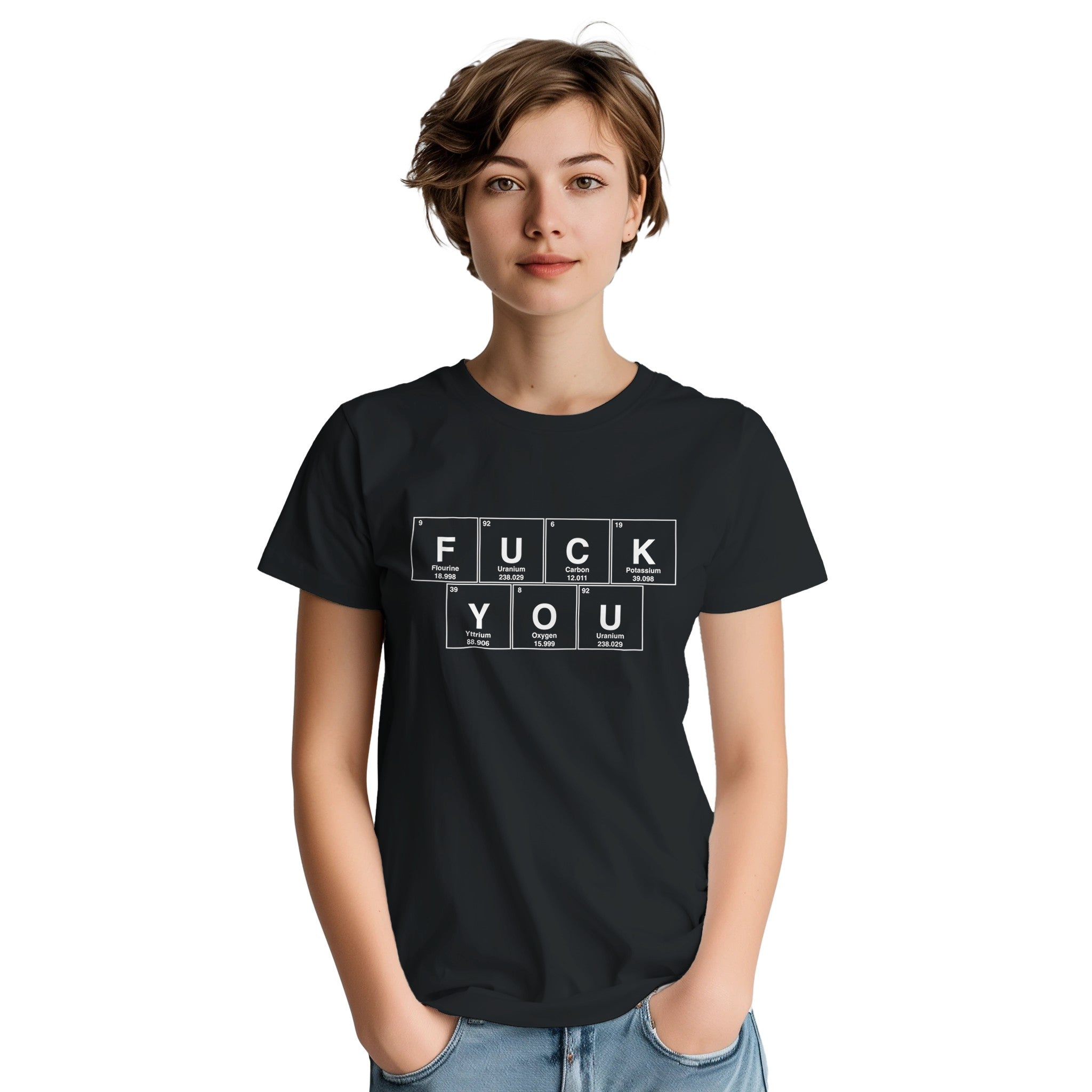 FUCK YOU periodic table adult novelty tshirt black