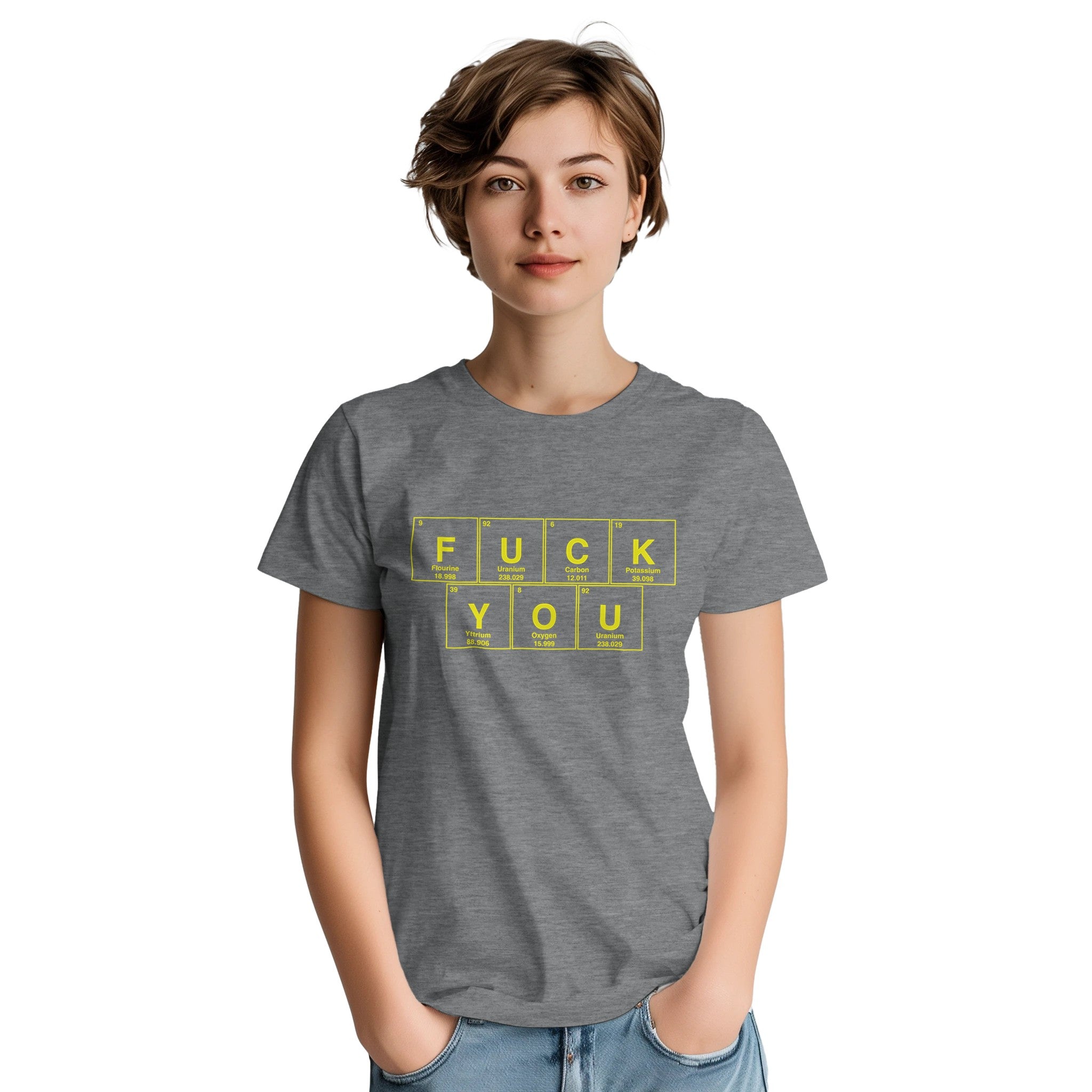 FUCK YOU periodic table adult novelty tshirt dark grey