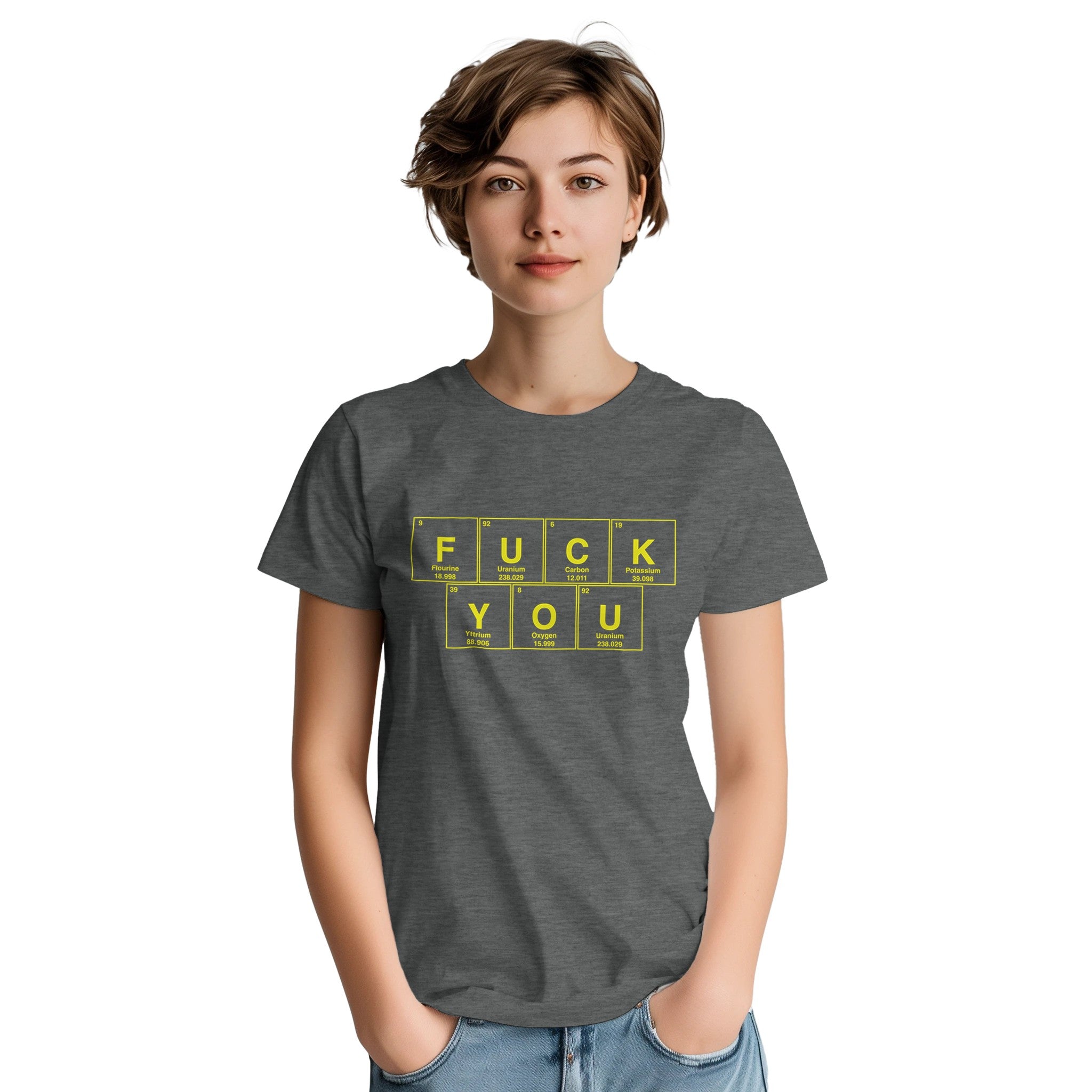 FUCK YOU periodic table adult novelty tshirt dark grey 2