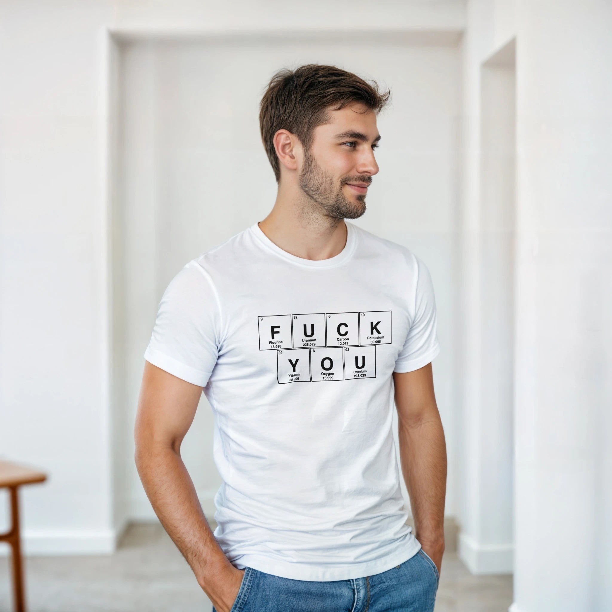 FUCK YOU periodic table adult novelty tshirt white 3