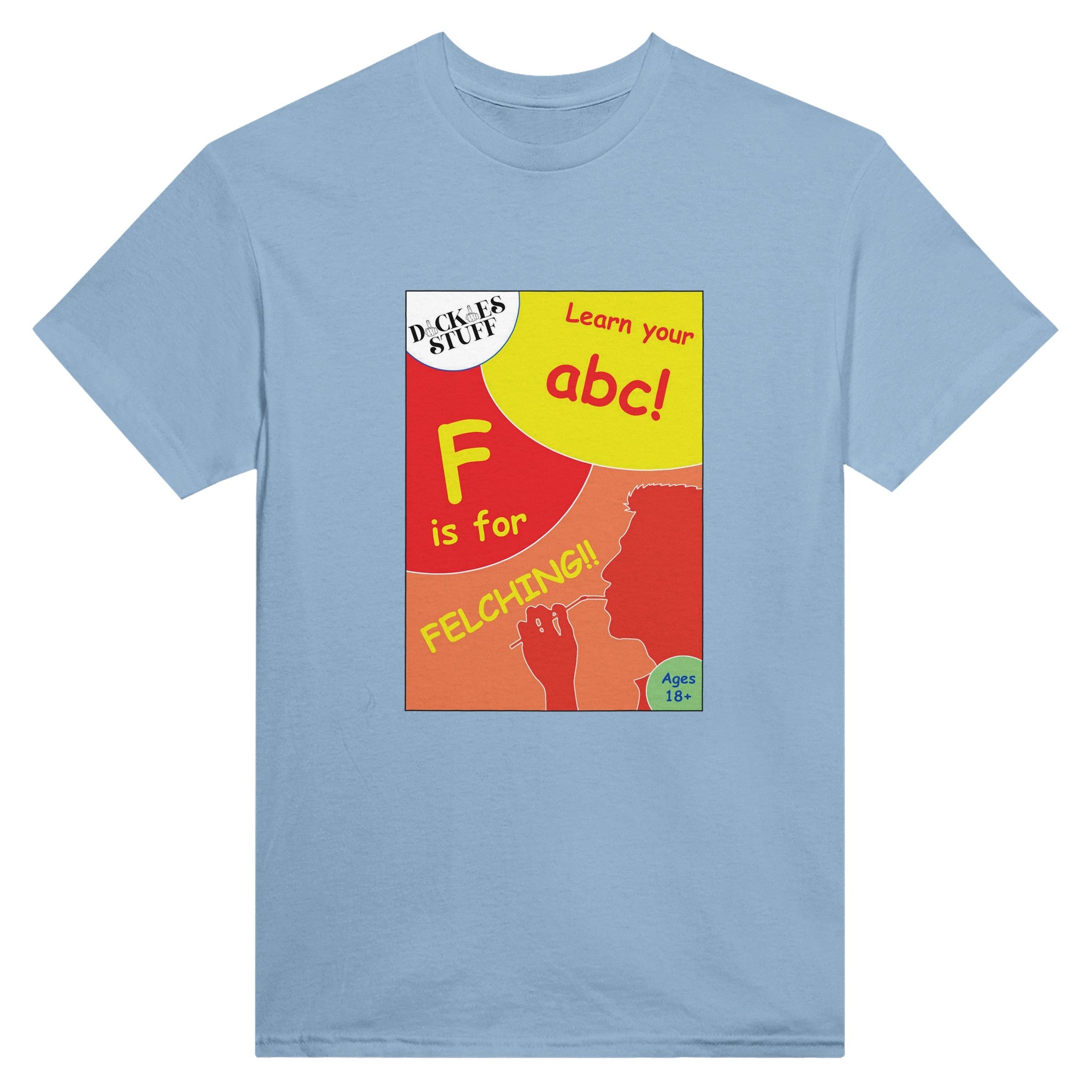 F is for Felching abc novelty adult tshirt sex light blue 2