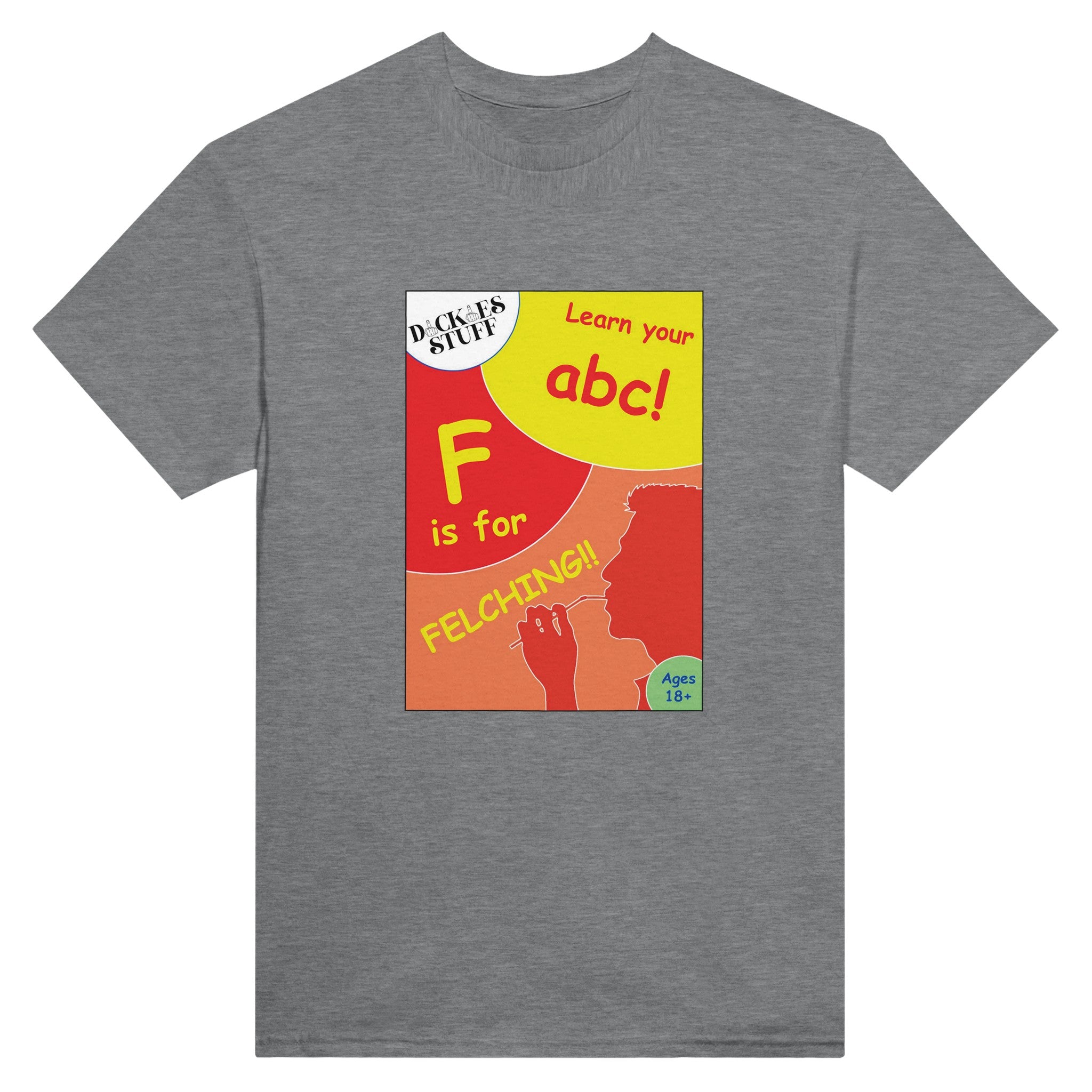 F is for Felching abc novelty adult tshirt sex sport grey