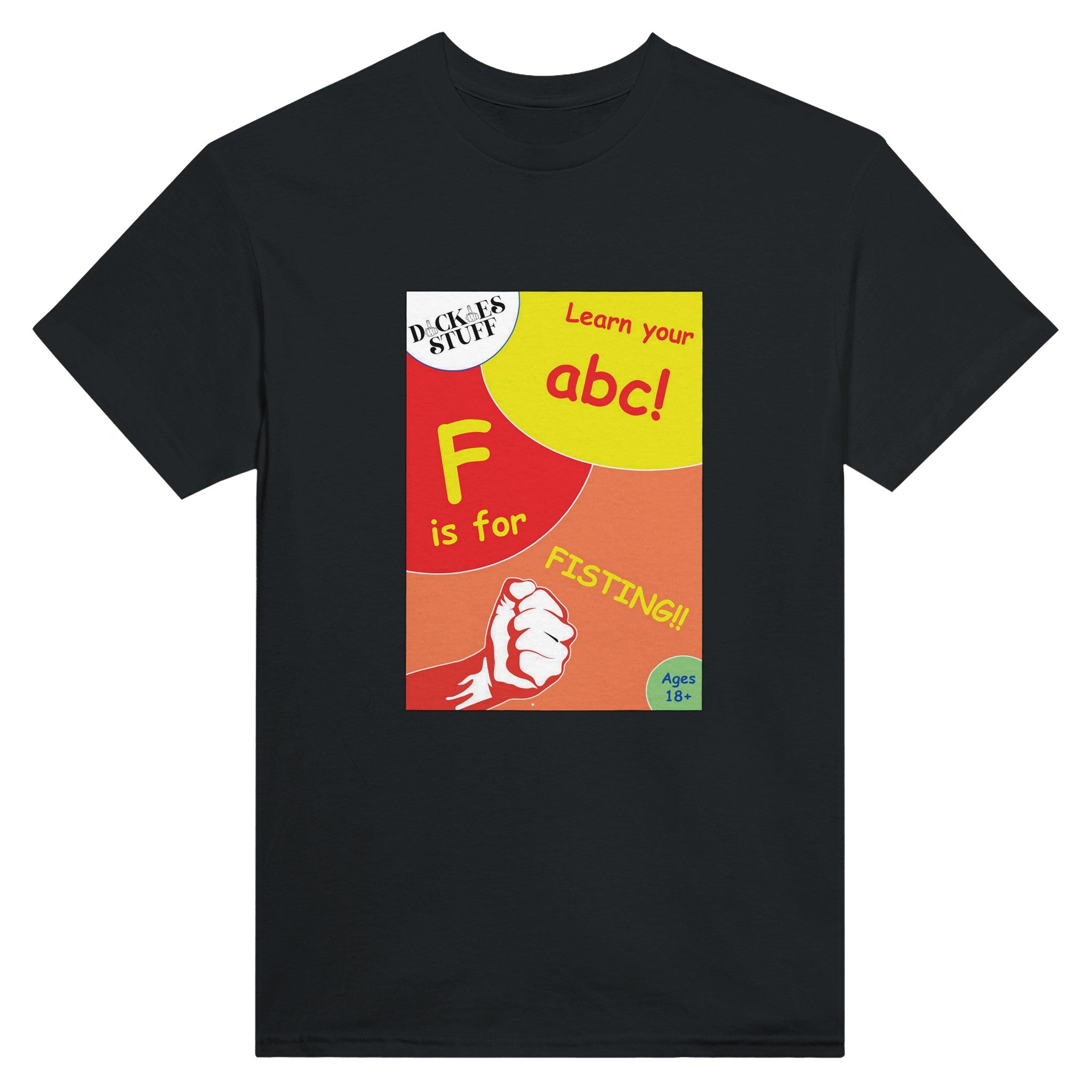 F is for Fisting adult novelty tshirt abc sex dark grey