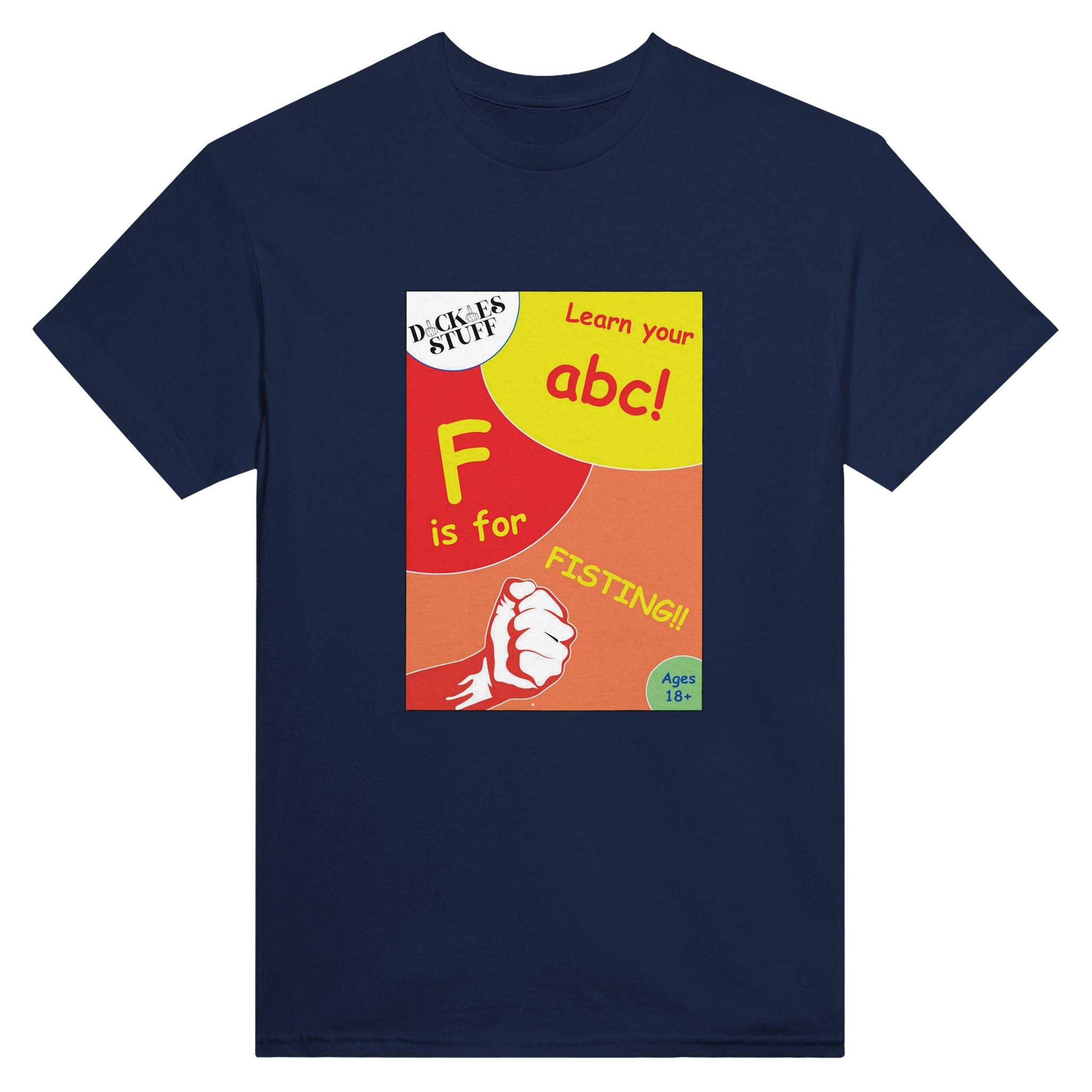 F is for Fisting adult novelty tshirt abc sex navy blue 2