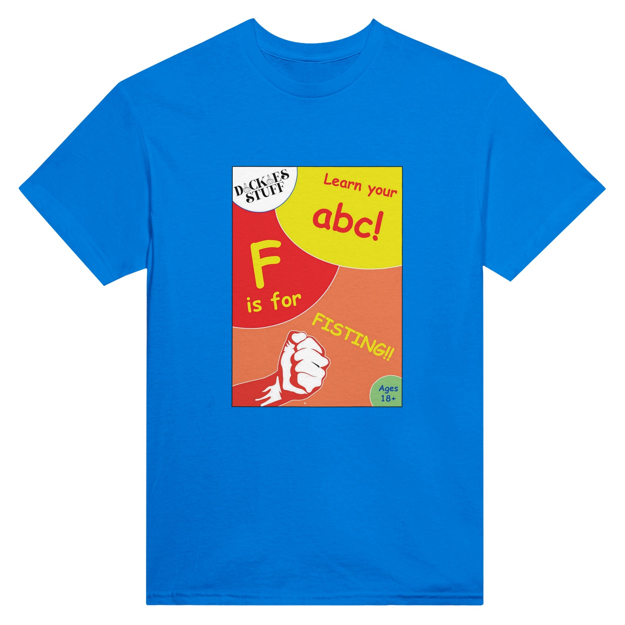 F is for Fisting adult novelty tshirt abc sex royal blue 2