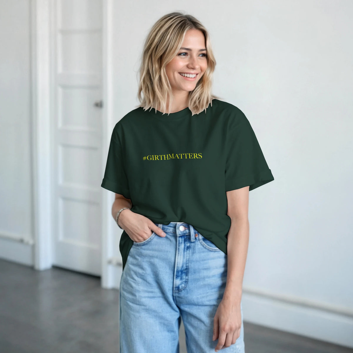 #GIRTHMATTERS adult novelty tshirt sex forest green