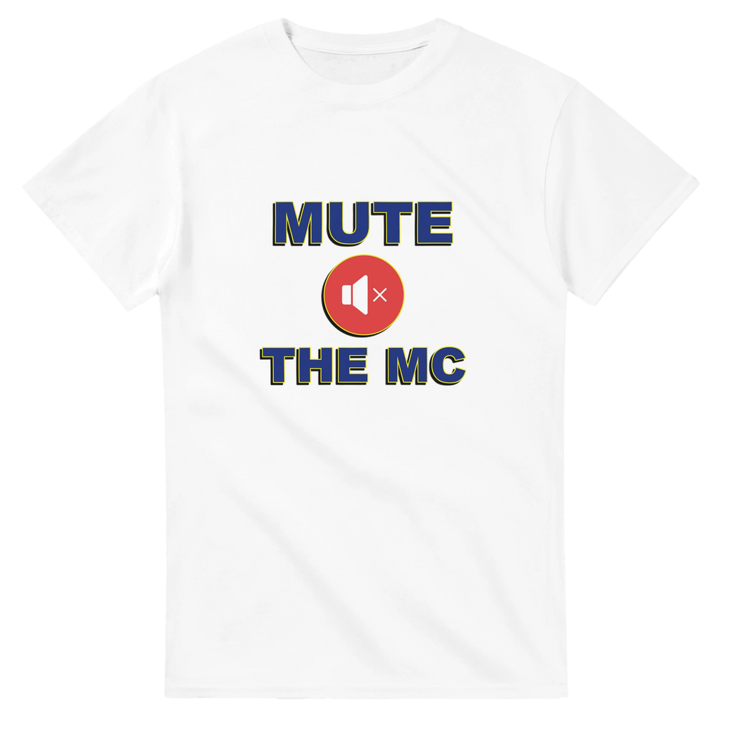HEATHER MUTE THE MC ADULT TSHIRT NOVELTY DRUM AND BASS WHITE