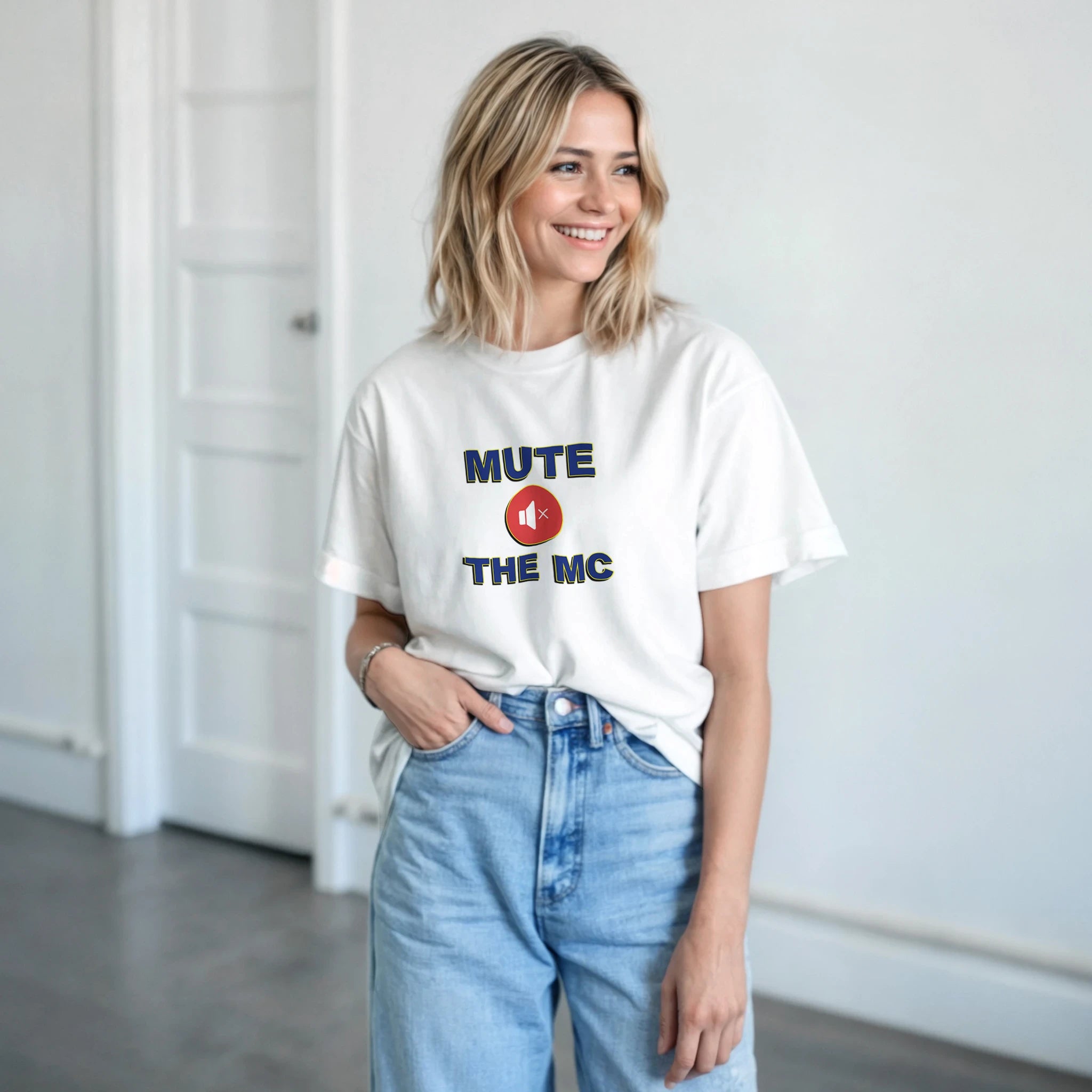 HEATHER MUTE THE MC ADULT TSHIRT NOVELTY DRUM AND BASS WHITE 8