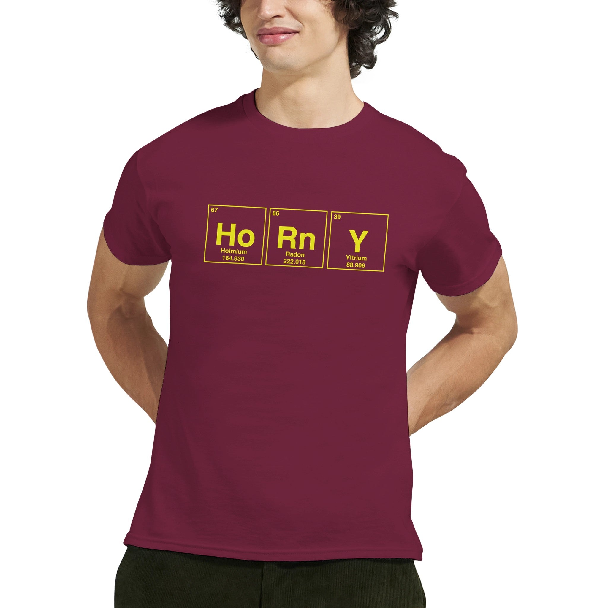 HoRnY periodic table adult novelty tshirt sex burgundy