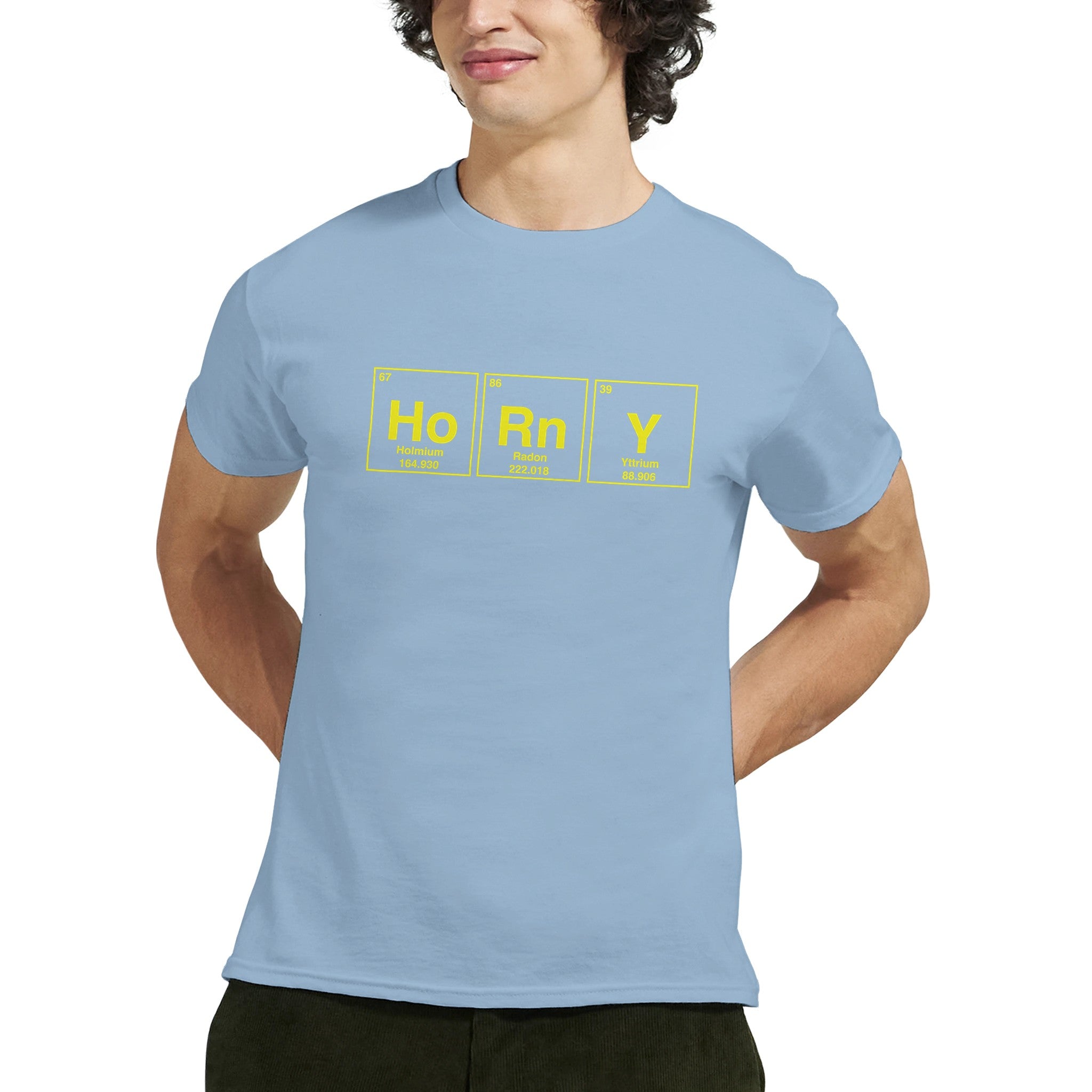 HoRnY periodic table adult novelty tshirt sex light blue