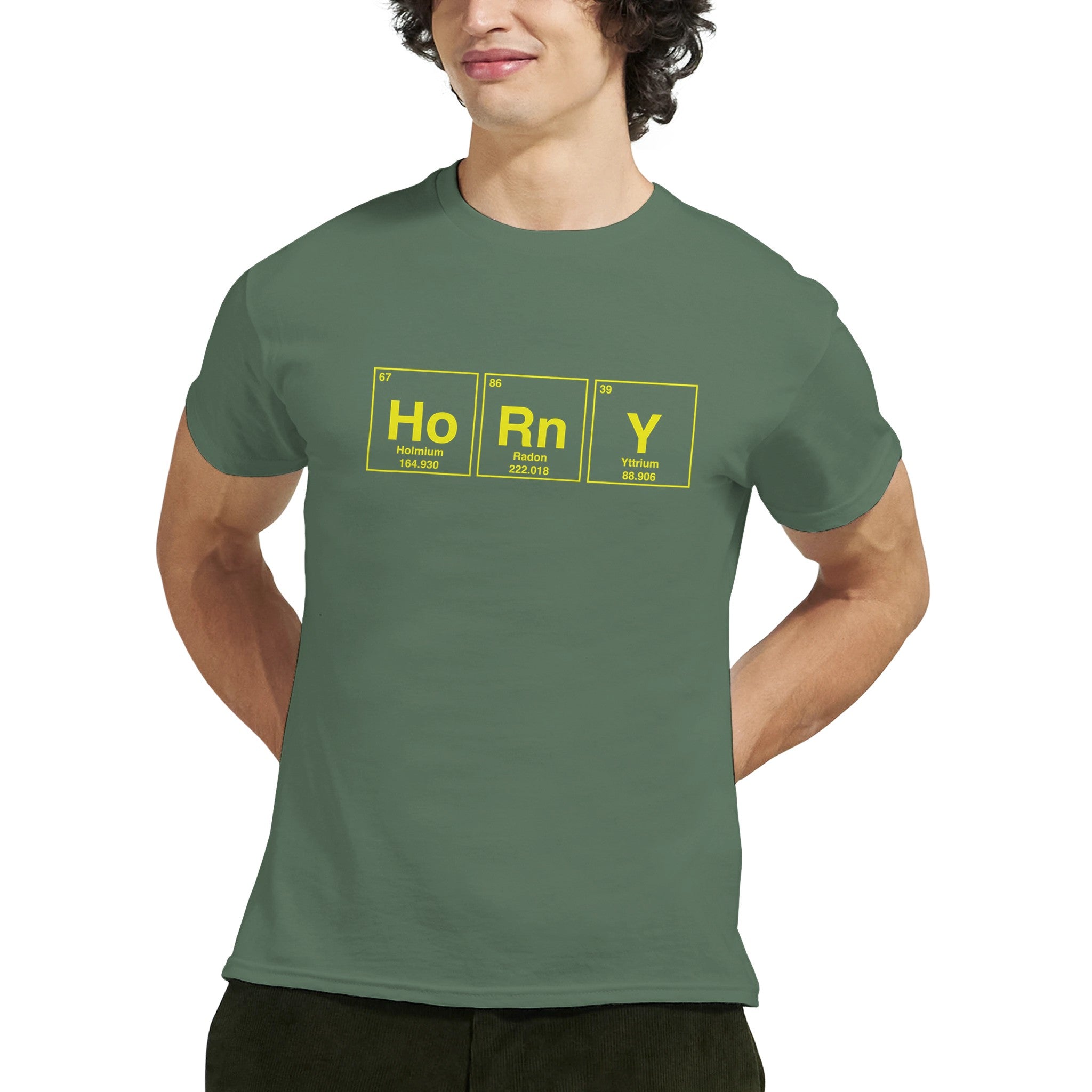 HoRnY periodic table adult novelty tshirt sex military green