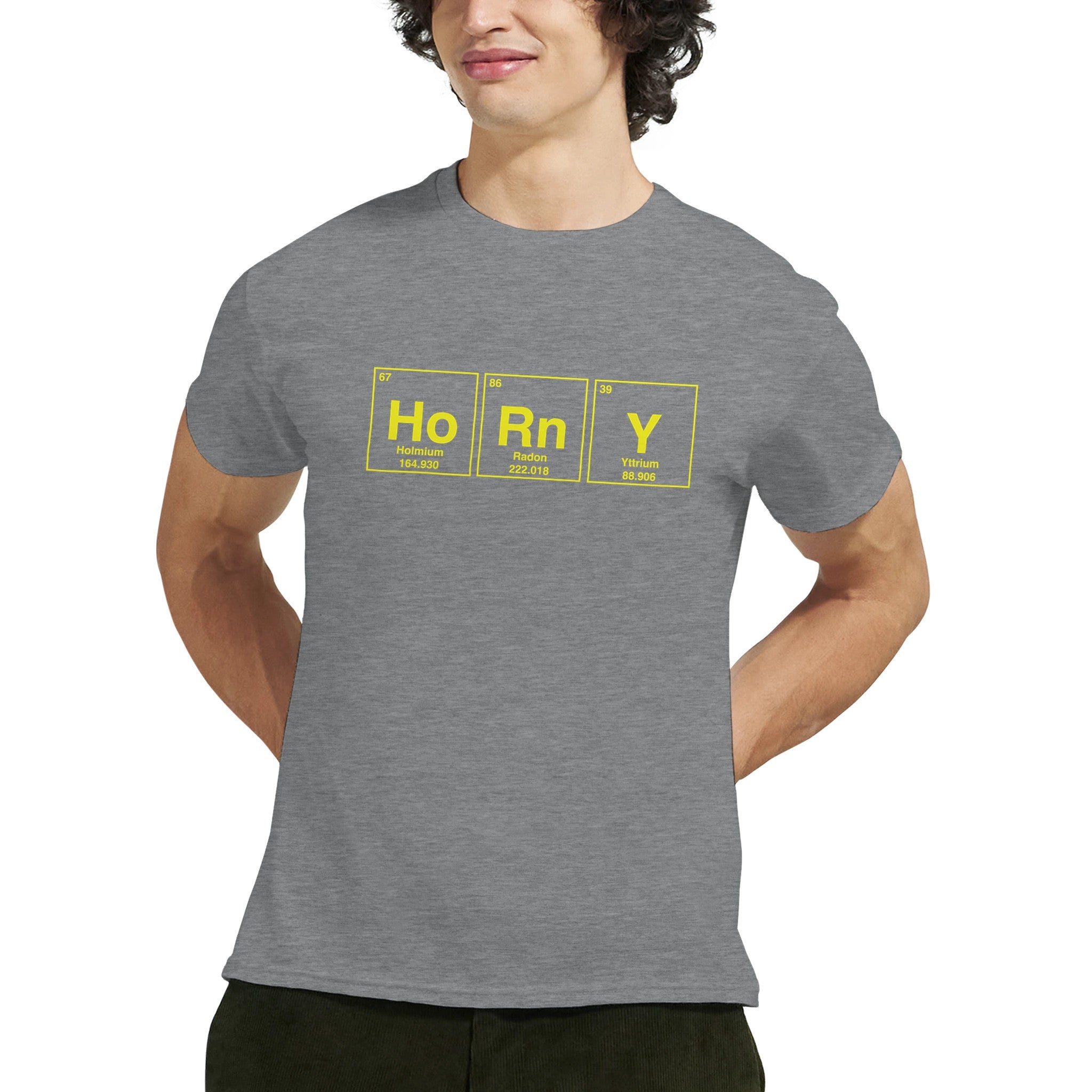 HoRnY periodic table adult novelty tshirt sex sport grey