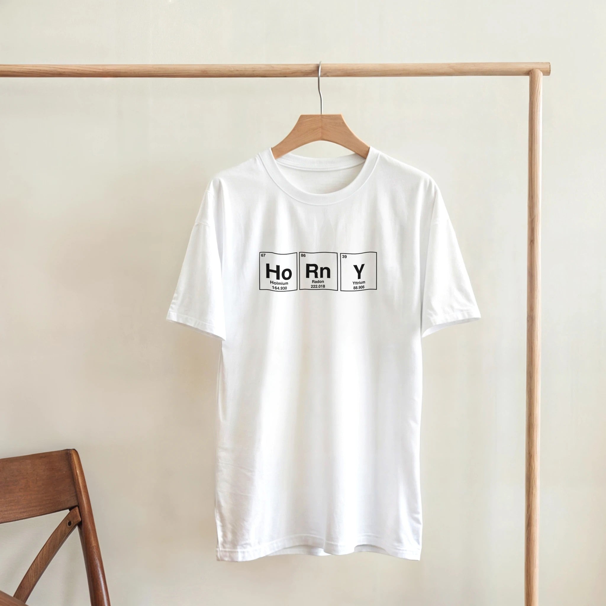 HoRnY periodic table adult novelty tshirt white