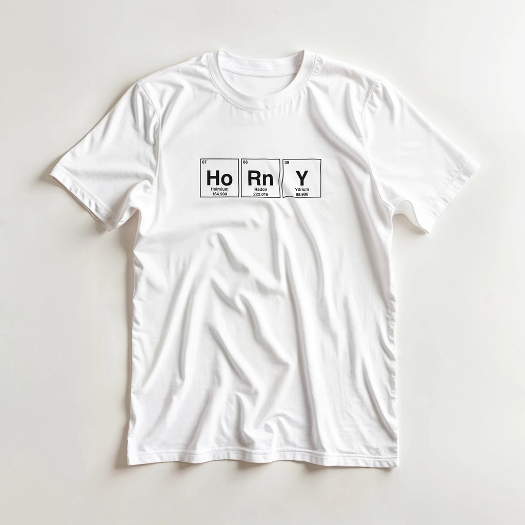 HoRnY periodic table adult novelty tshirt white 2