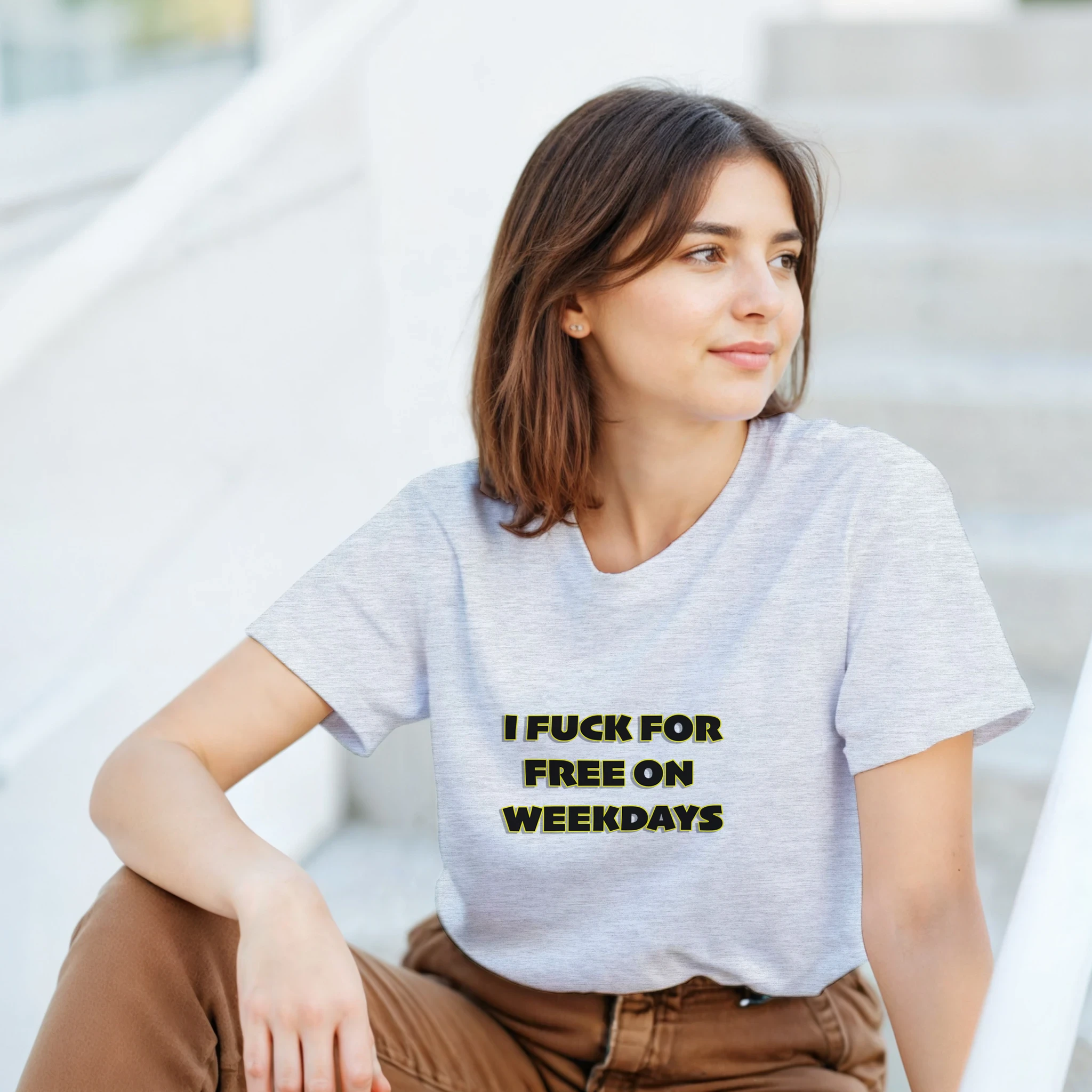 I FUCK FOR FREE ON WEEKDAYS ANULT NOVELTY TSHIRT SEX ASH GREY 2