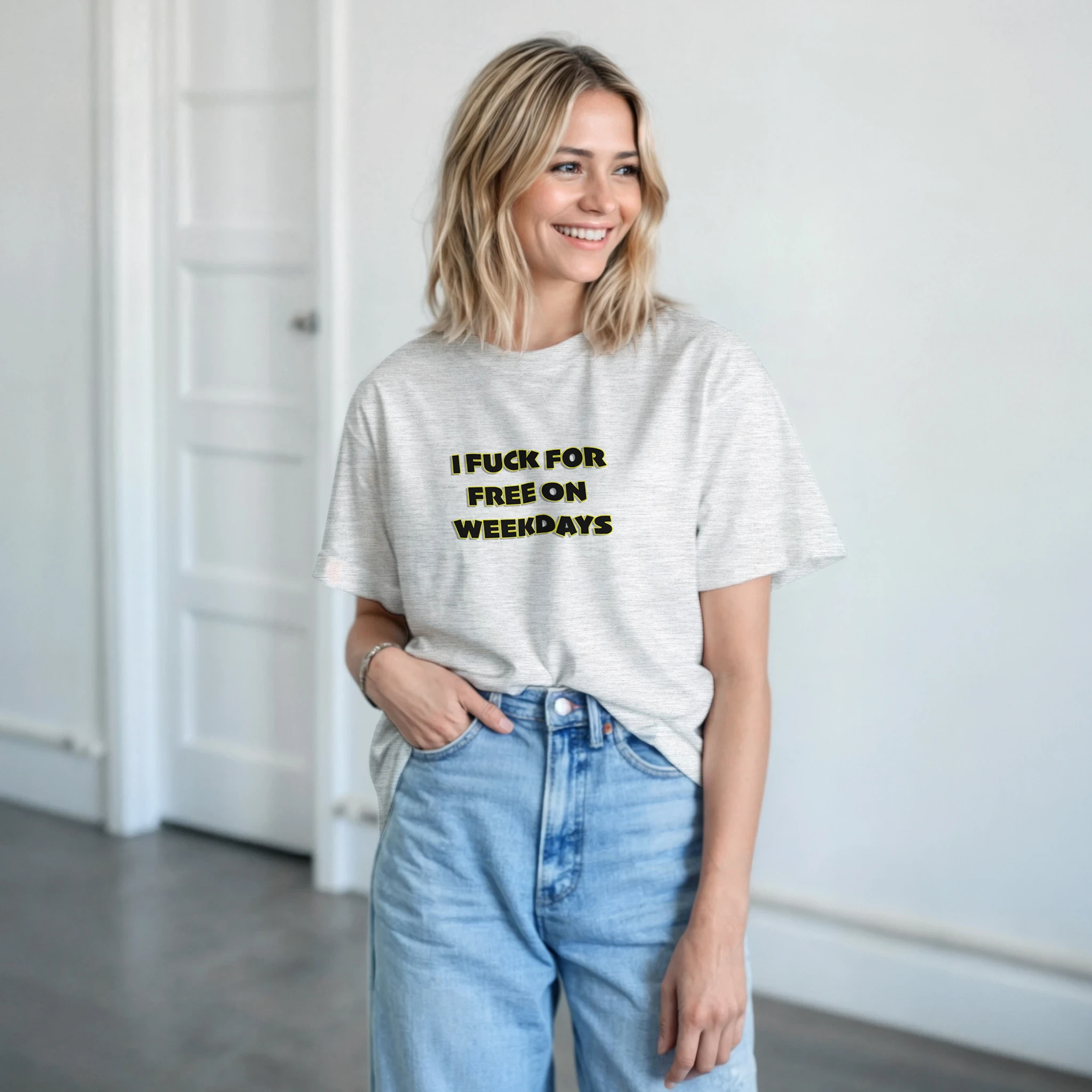 I FUCK FOR FREE ON WEEKDAYS ANULT NOVELTY TSHIRT SEX ASH GREY 5