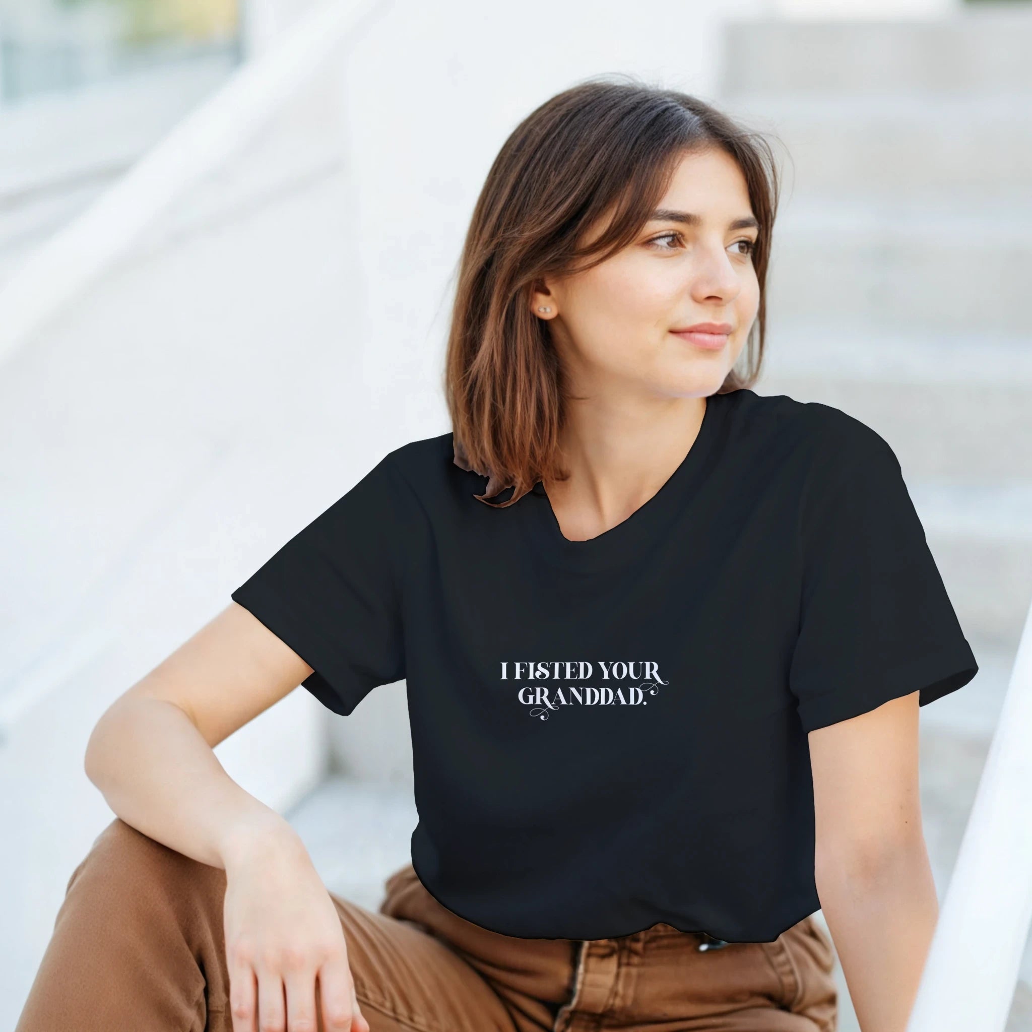 I Fisted Your Granddad adult novelty tshirts sex black