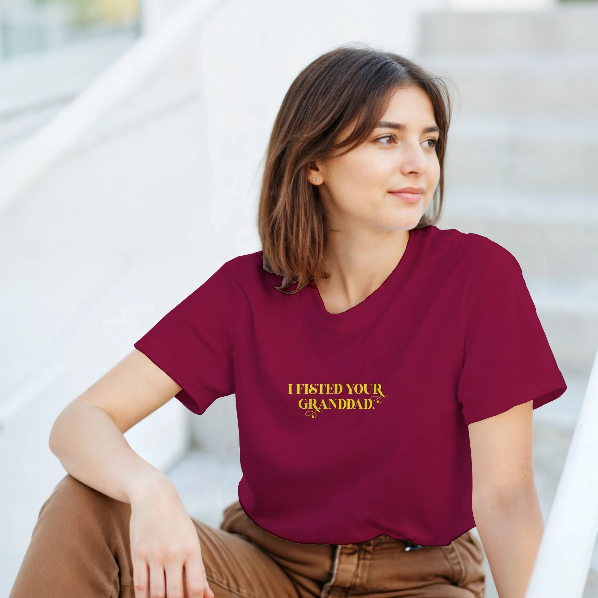 I Fisted Your Granddad adult novelty tshirts sex light red