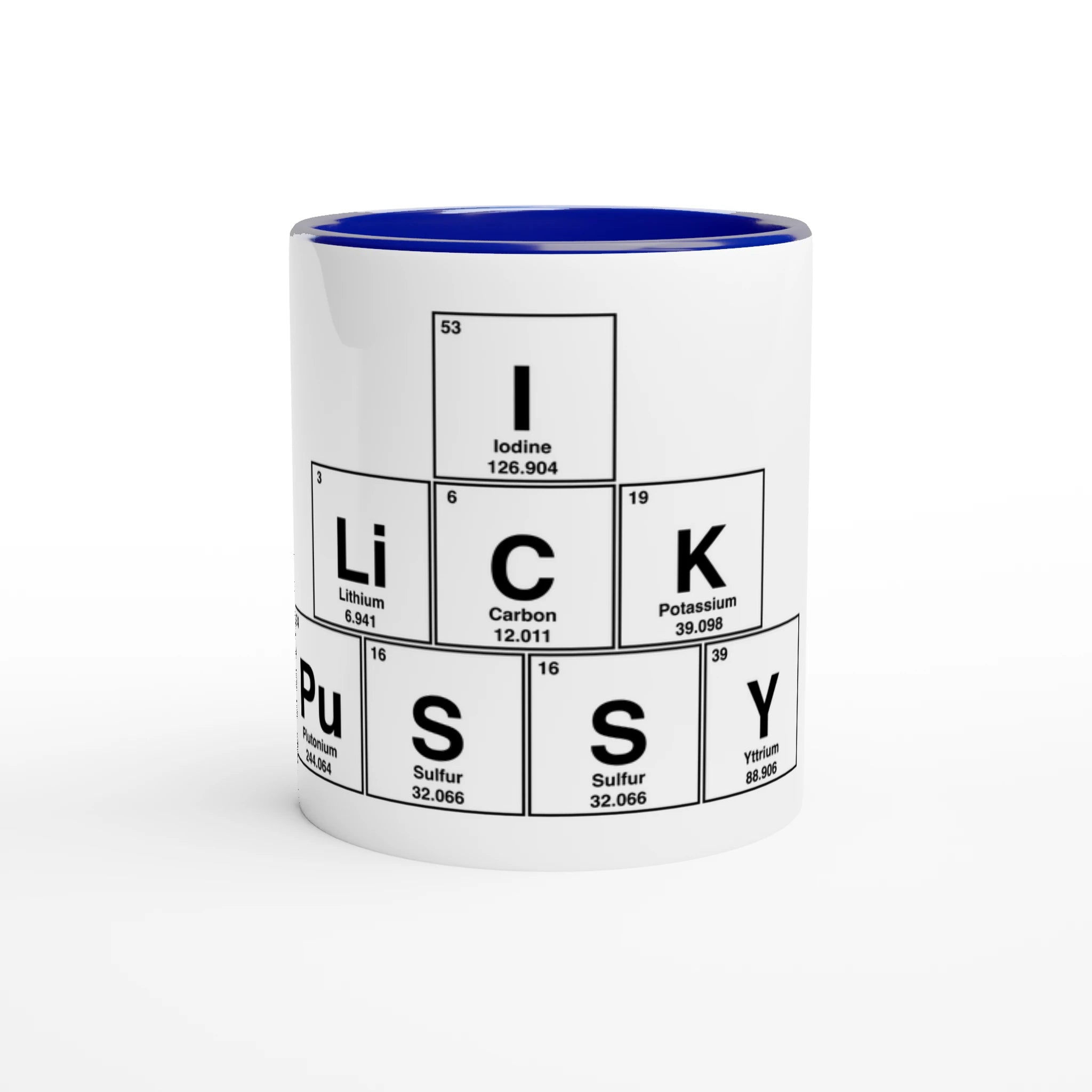 I LiCK PuSSY adult novelty tea coffee cup blue