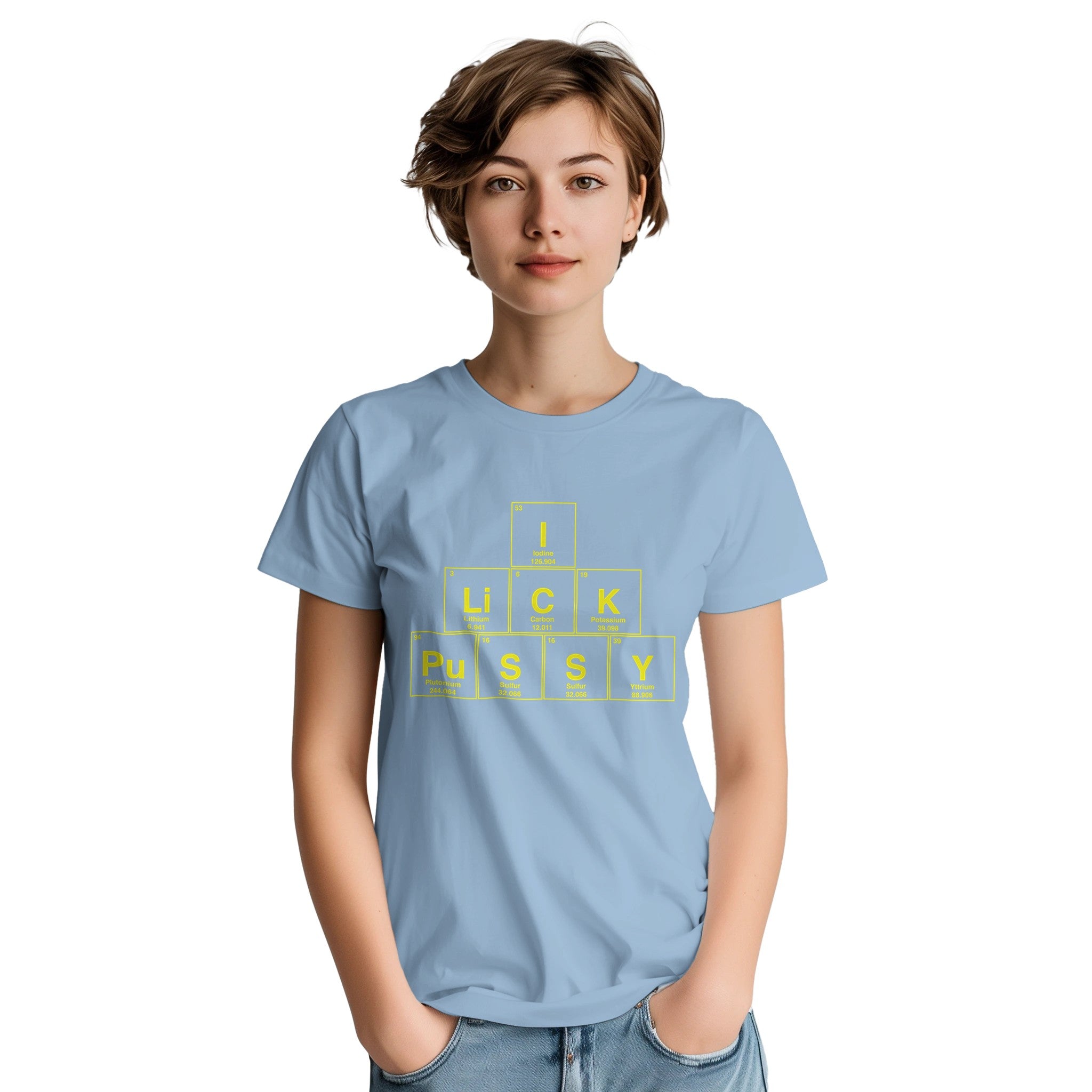 I LiCK PuSSY adult novelty tshirt light blue
