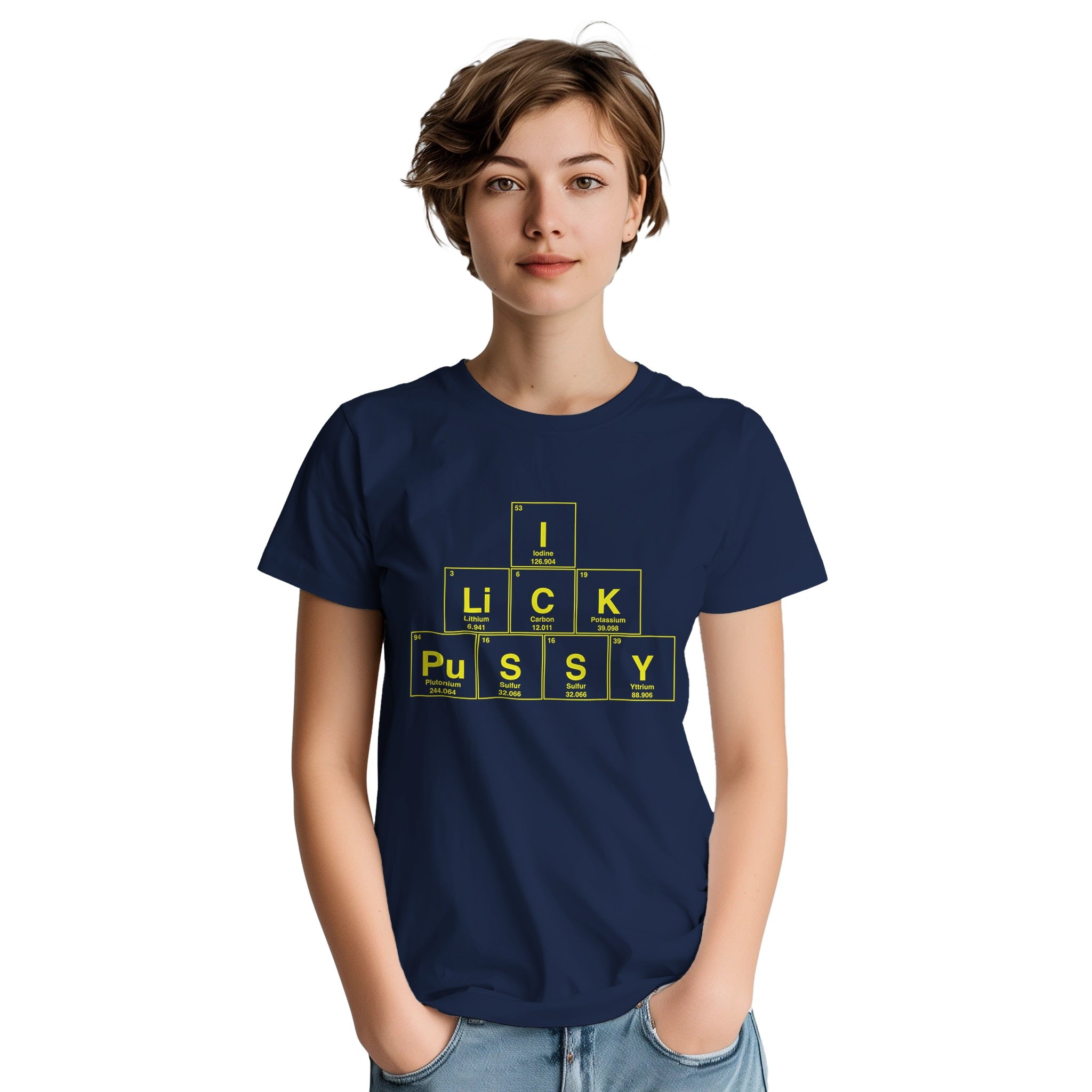 I LiCK PuSSY adult novelty tshirt navy blue