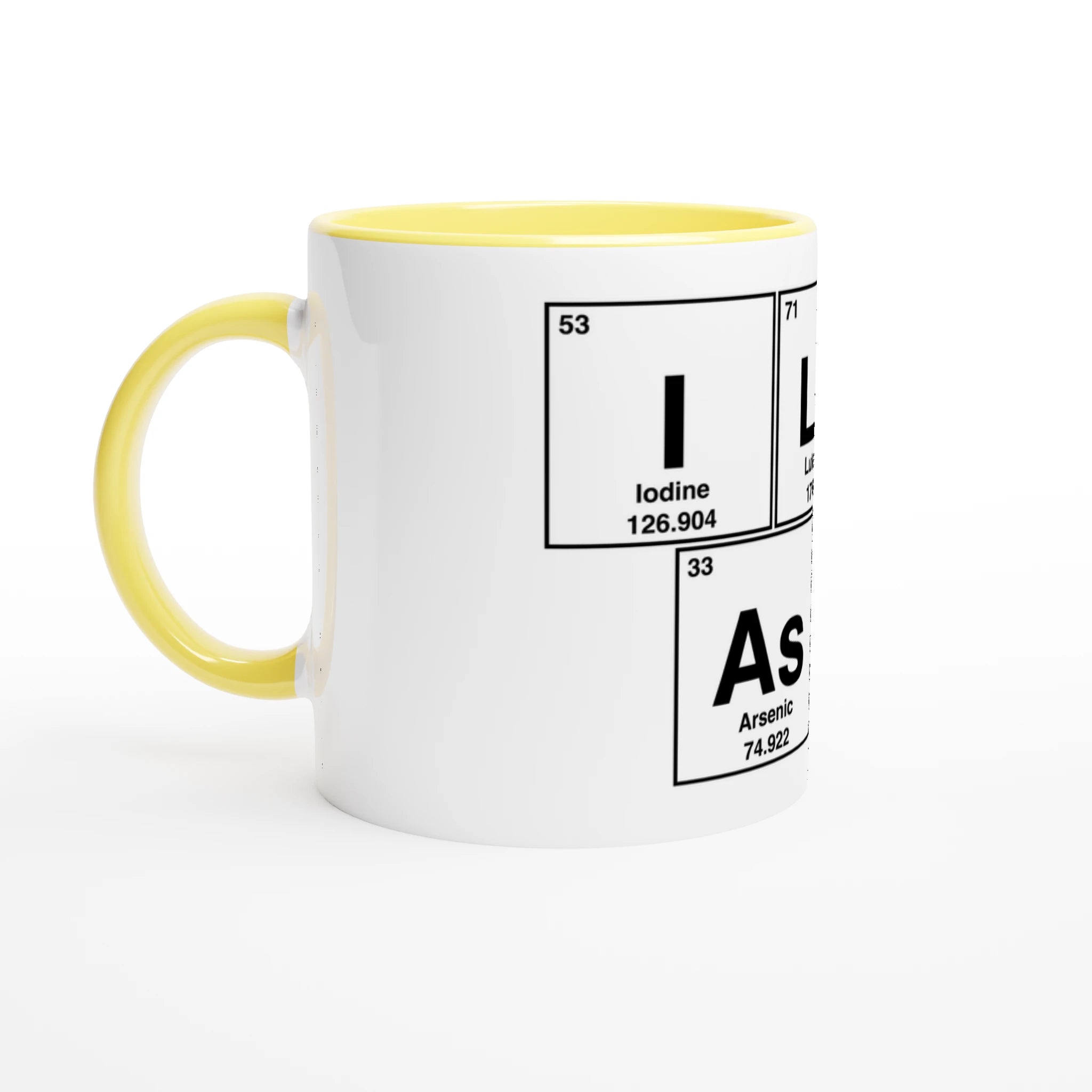 I LuV AsS periodic table cup mug adult novelty sex yellow