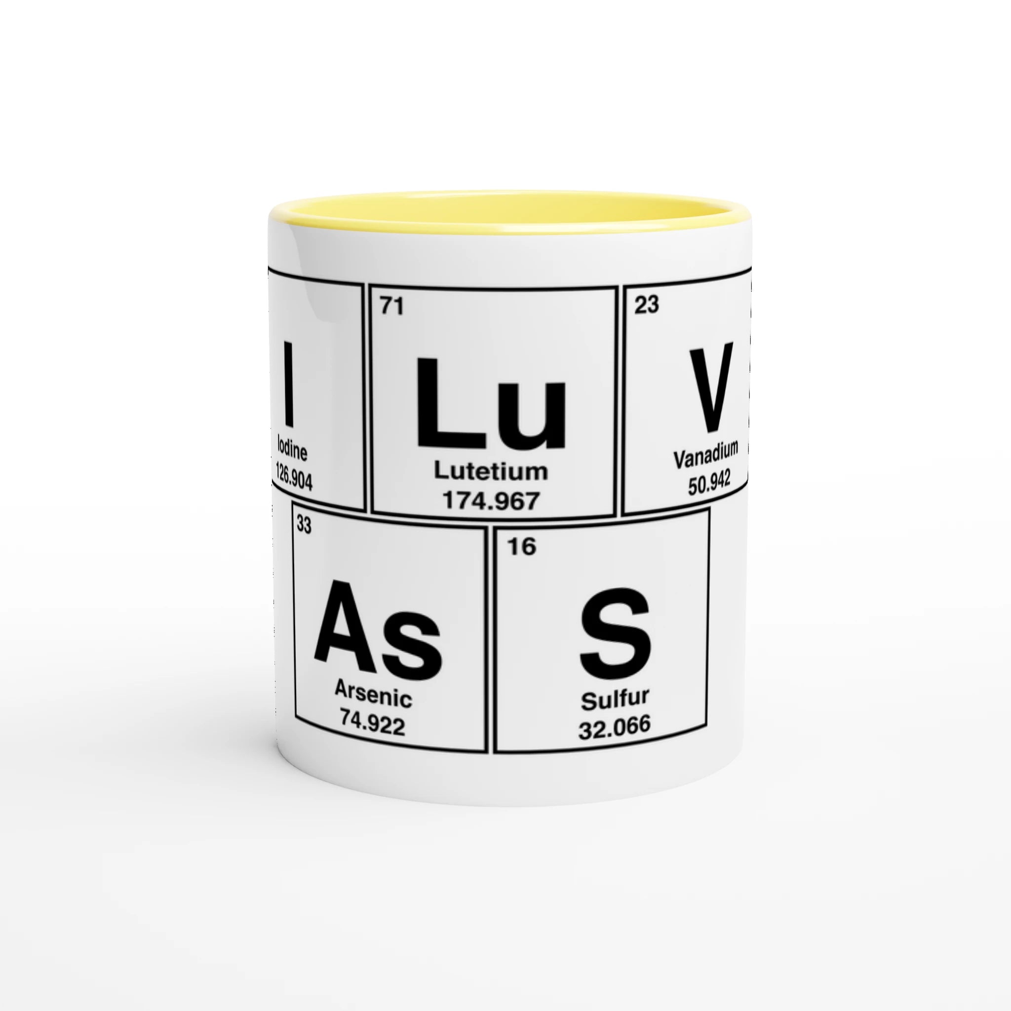 I LuV AsS periodic table cup mug adult novelty sex yellow 2