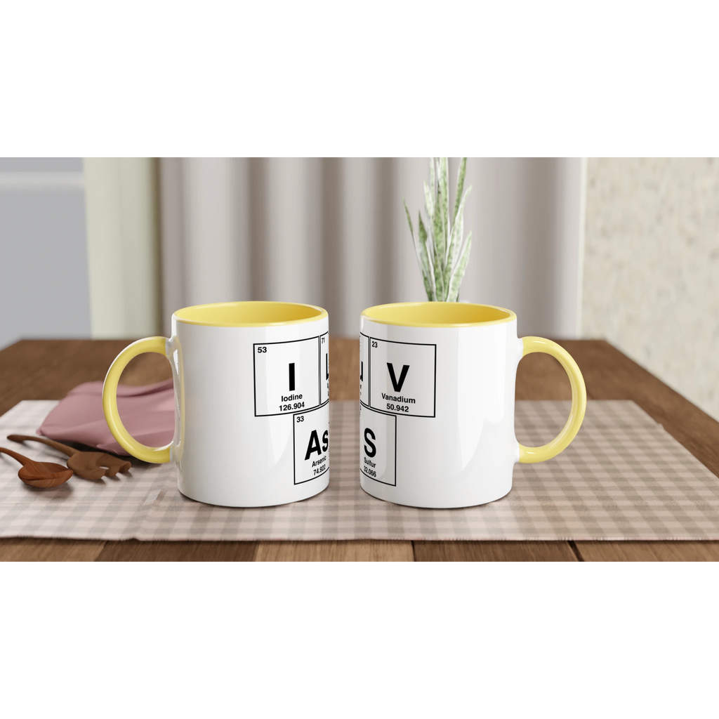 I LuV AsS periodic table cup mug adult novelty sex yellow pair